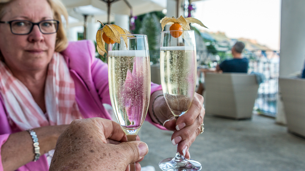 A prosecco awaited our arrival...and you can tell we needed it!