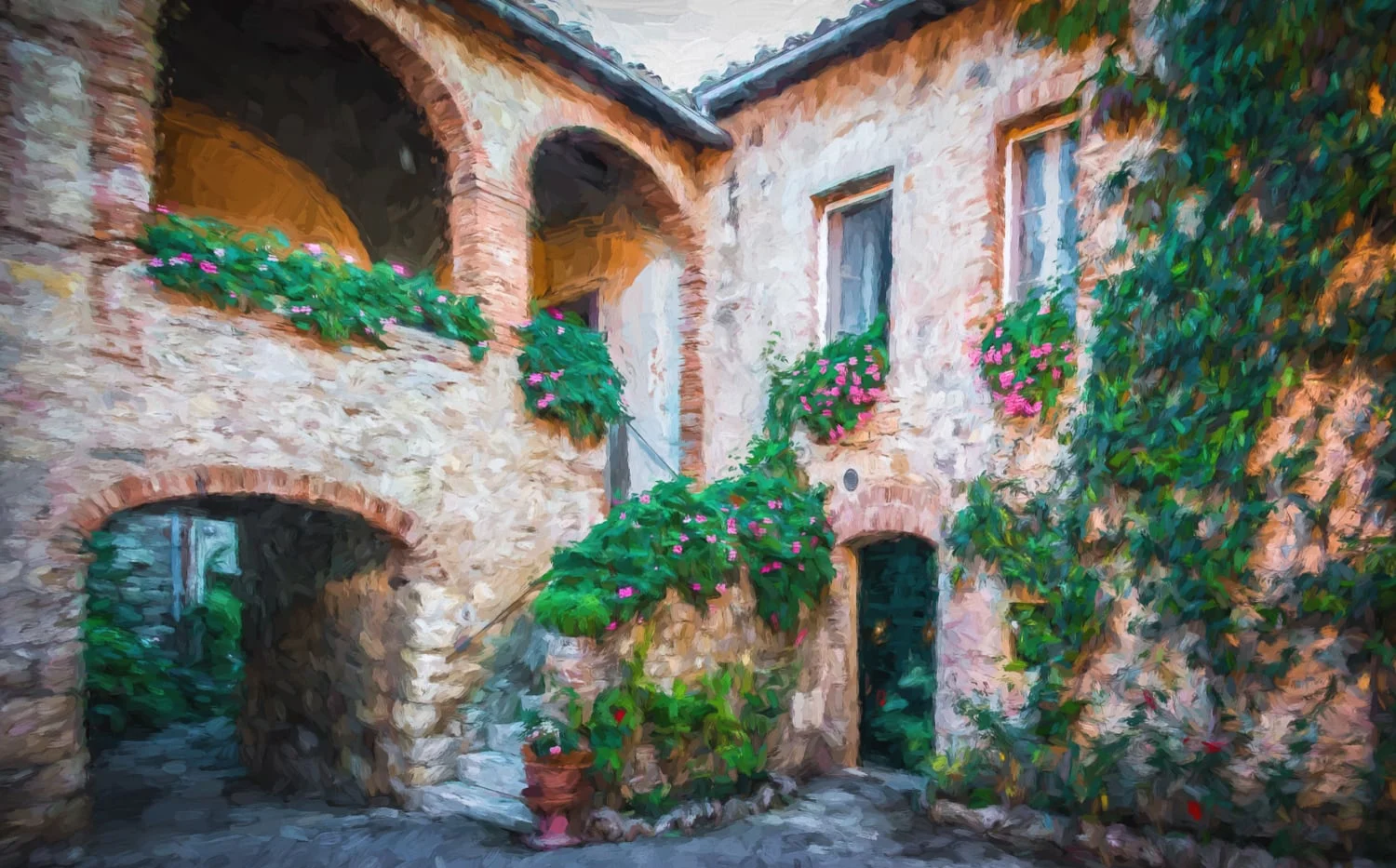 One of my digital paintings of rooms at Borgo San Felice
