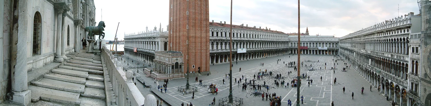 A view of the massive Piazza San Marco from the balcony of Basilica San Marco