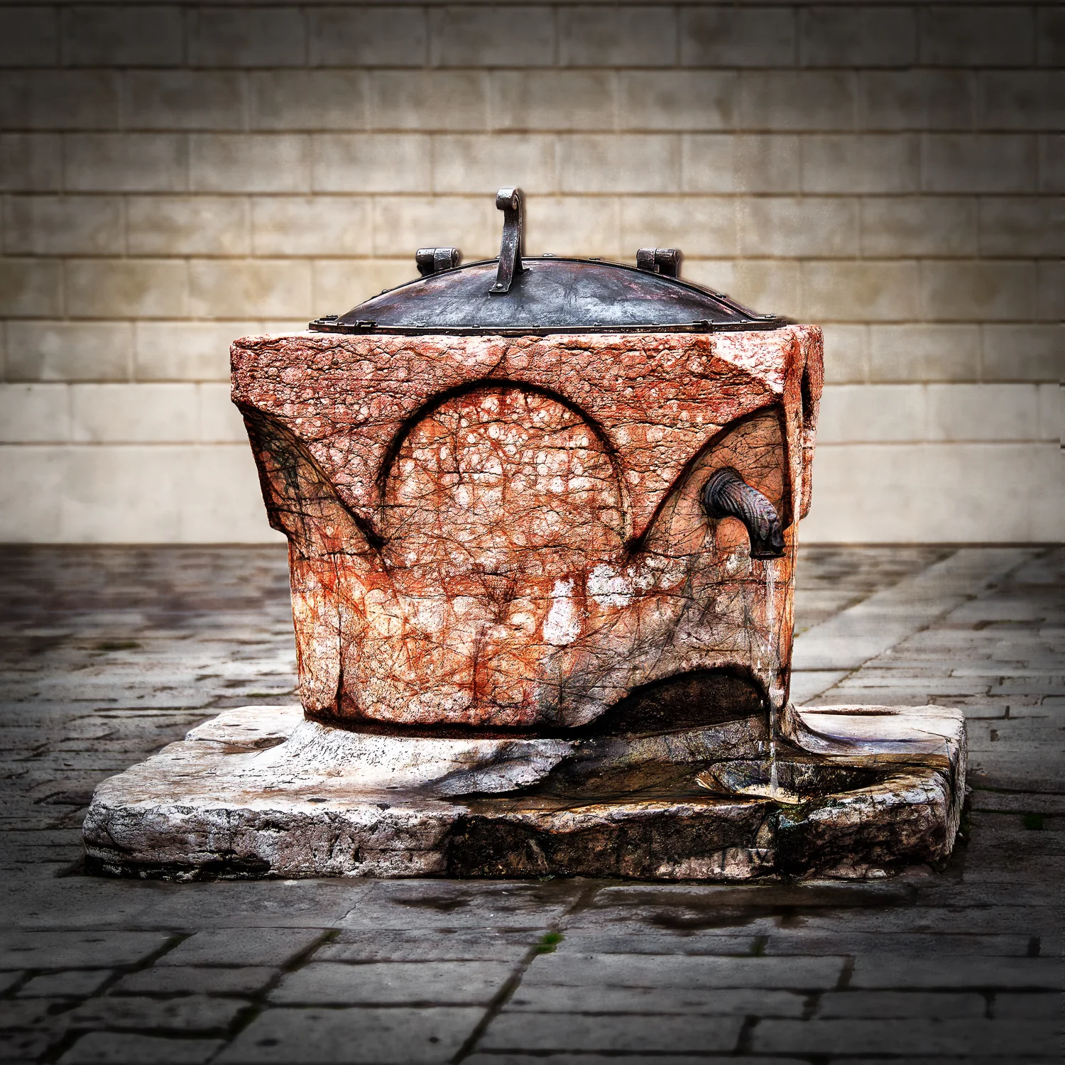 Though very old, this pozzo has another of the spigots with basin. I suspect that today, it is connected to the Venetian system of fountains which dispense excellent water from the Italian alps. 