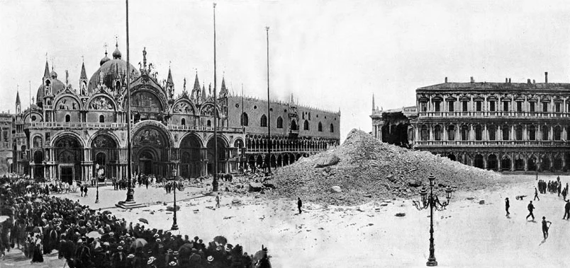 Original Campanile in ruins after its collapse