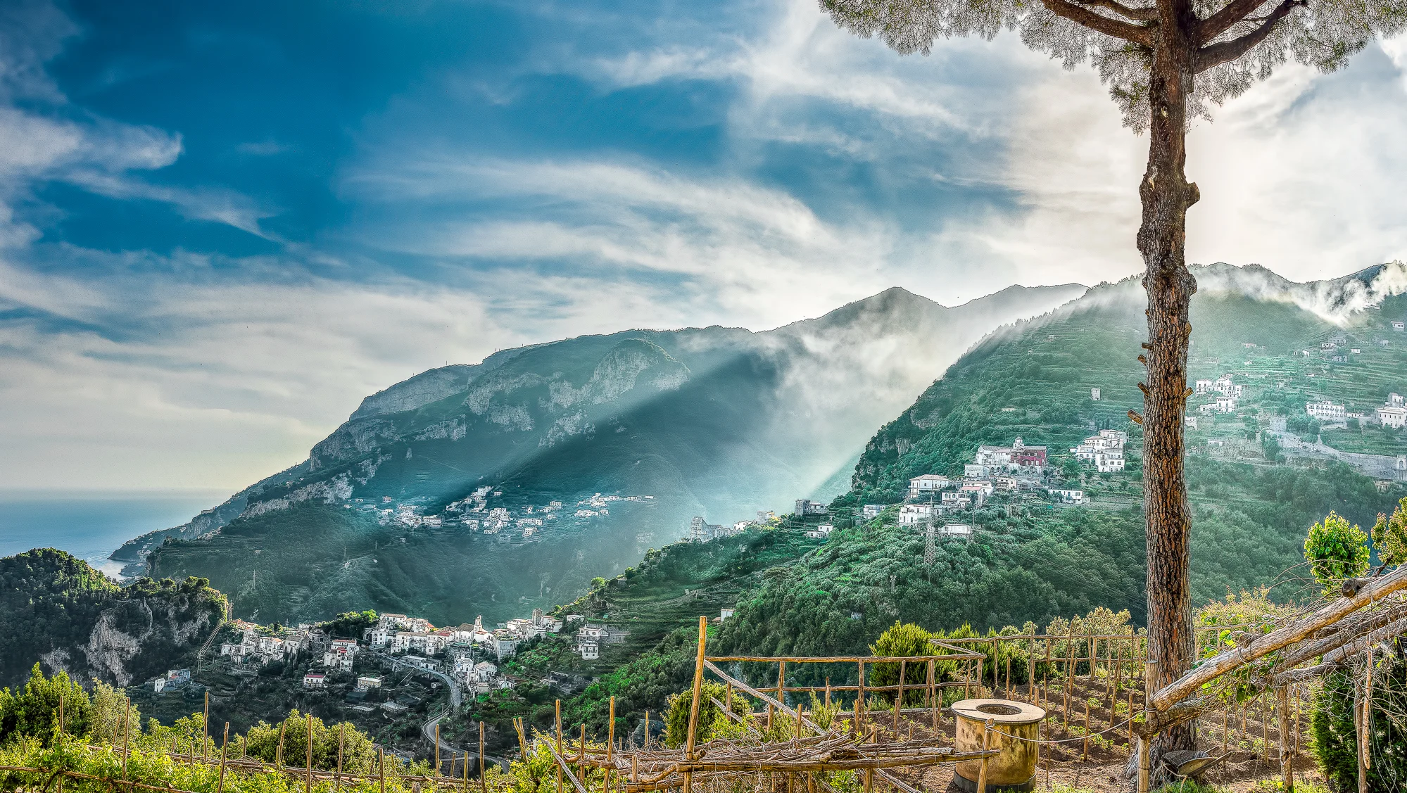 Looking to the west from Ravello, where the town of Amalfi sits at the terminus of the distant valley