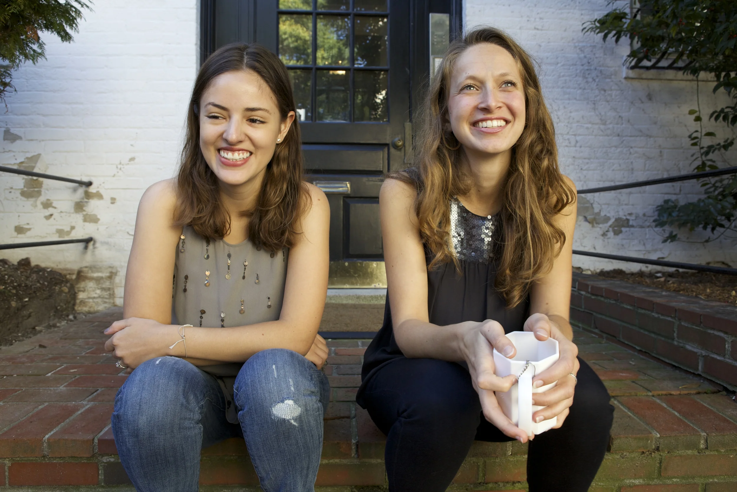 isabel bonenfant (left) and kate kellman (right), founders of of note stationers, a boston based paper goods company specializing in the art of written note.