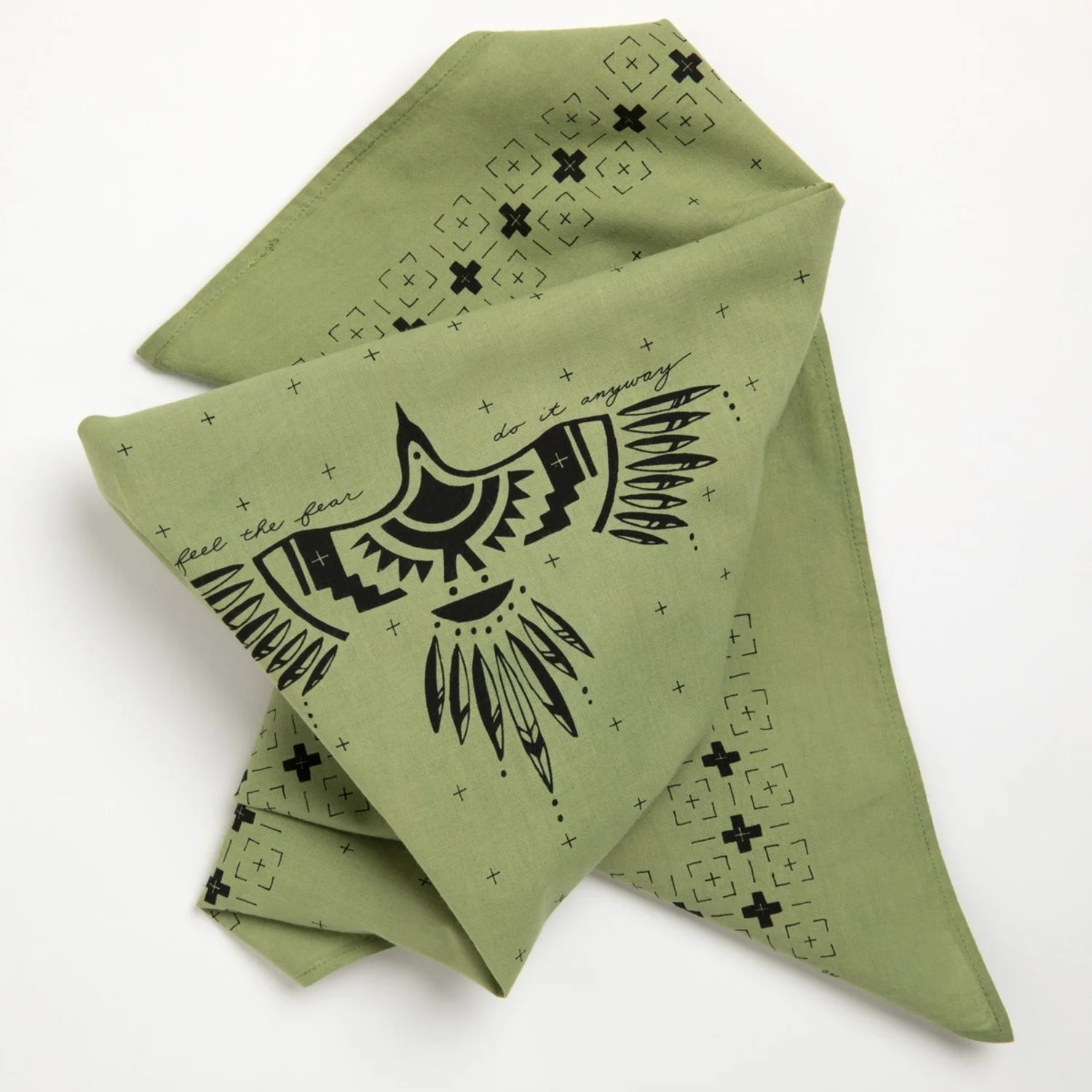 “Feel the Fear” Bandana (Vintage Army Green) 1.jpg