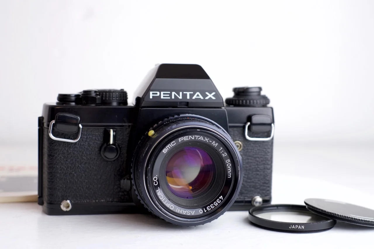 Pentax LX Professional 35mm Film SLR Camera with Pentax M SMC 50mm F/1.4 Fast Prime Lens, Filter, Batteries