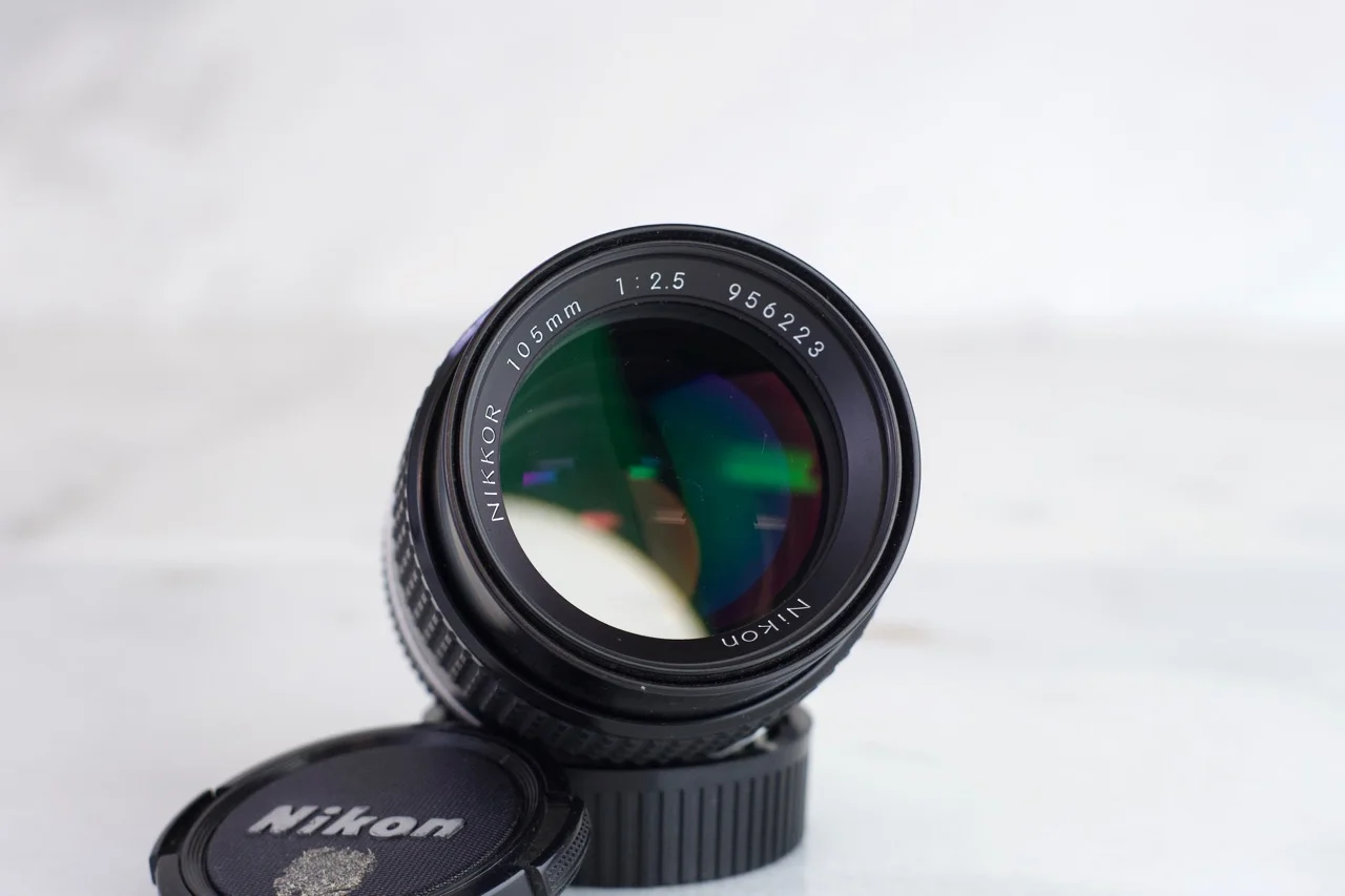 Nikon Nikkor 105mm F/2.5 AI Converted with Rear Cap and Rabbit Ears - Fast Prime Portrait Lens