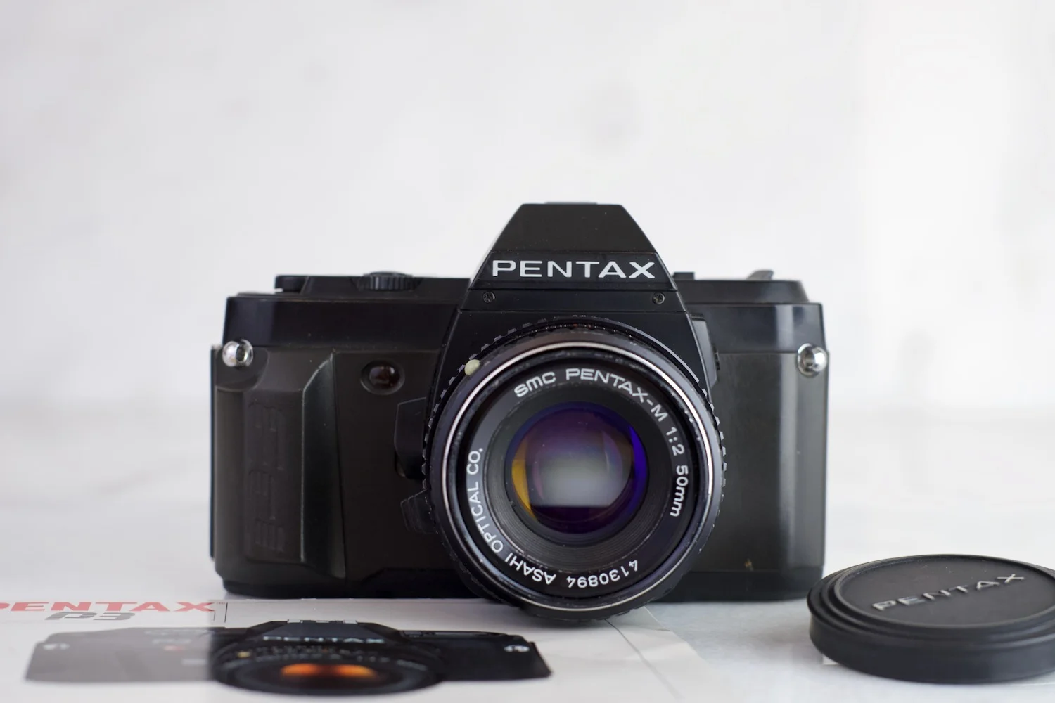 Pentax P3n 35mm Film SLR Camera with with Pentax-M SMC 50mm F/2 Lens - Fully Functional with Batteries