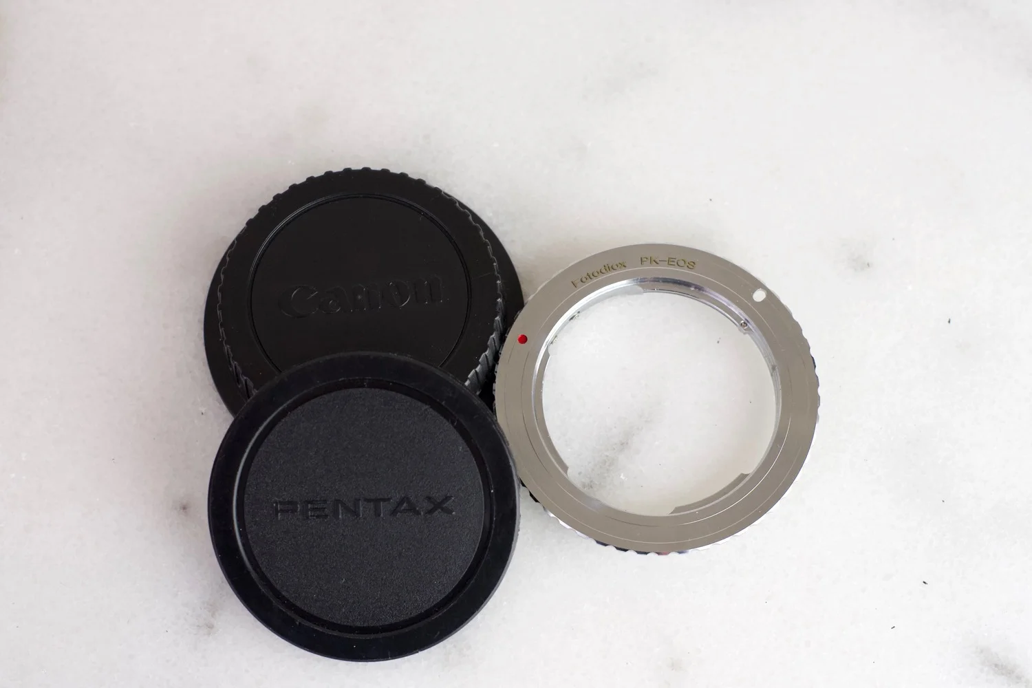 Fotodiox Lens Adapter for Pentax K Mount Lens to Canon EF or EF-S Mount Cameras with Caps