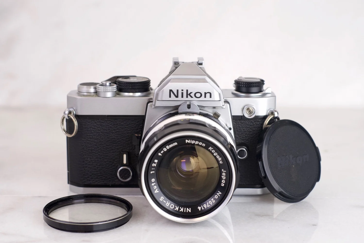 Nikon FM 35mm Film SLR Camera with Nikkor-S Auto 35mm F/2.8 Fast Prime Lens - Fully Functional with Batteries