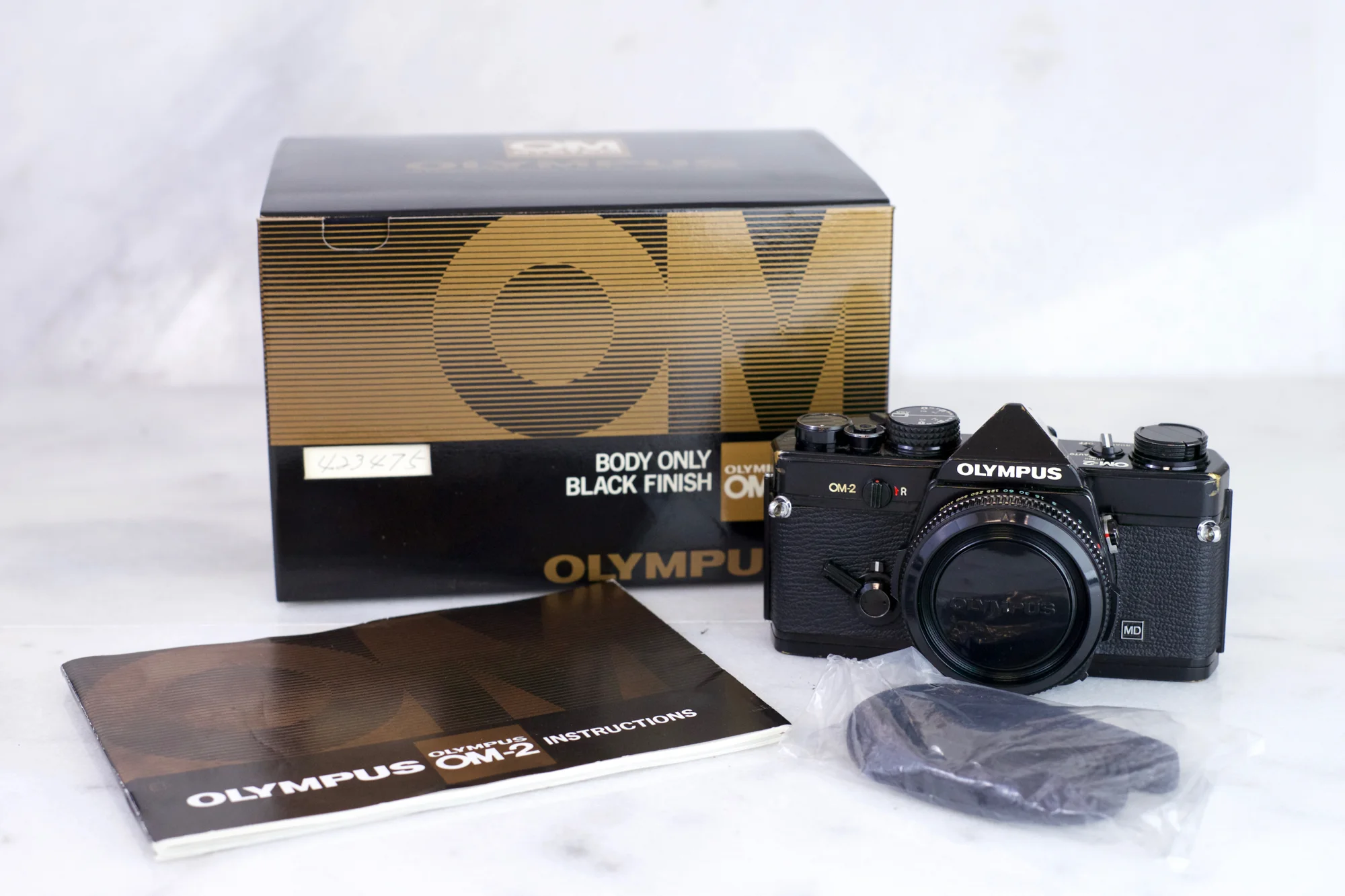Olympus OM-2 35mm Film SLR Camera Body with Box, Manuals and Strap
