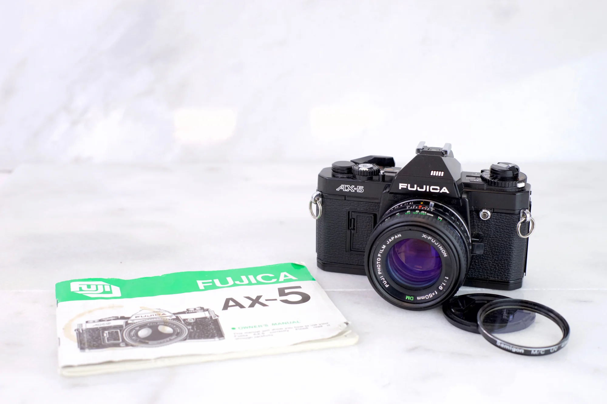 Fujica AX-5 35mm Film SLR Camera with X-Fujinon 50mm F/1.9 Prime Lens - Fully Functional w/ Batteries