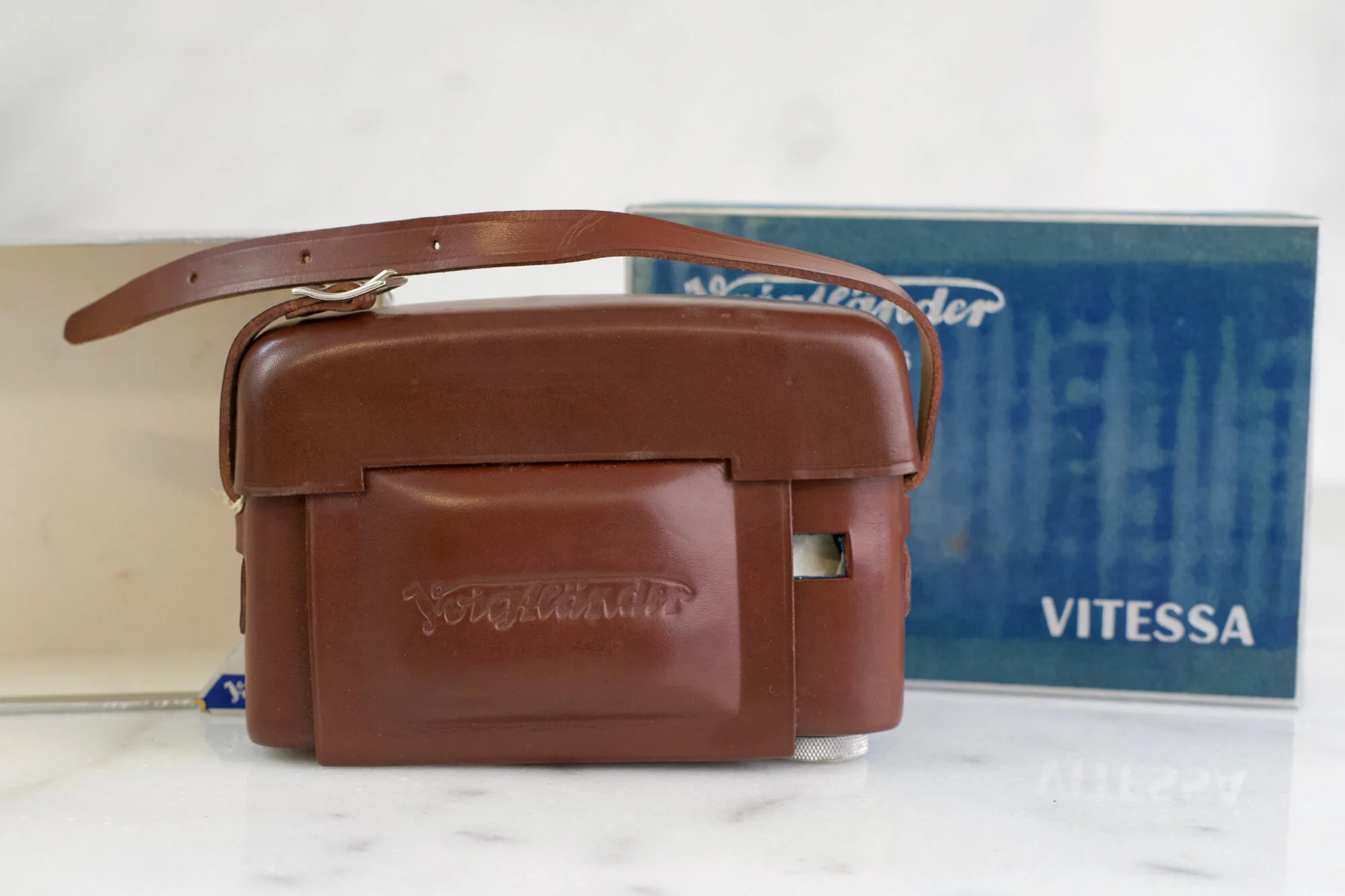New Old Stock Voigtlander Vitessa Ever Ready Case with Strap, Box, and Tag