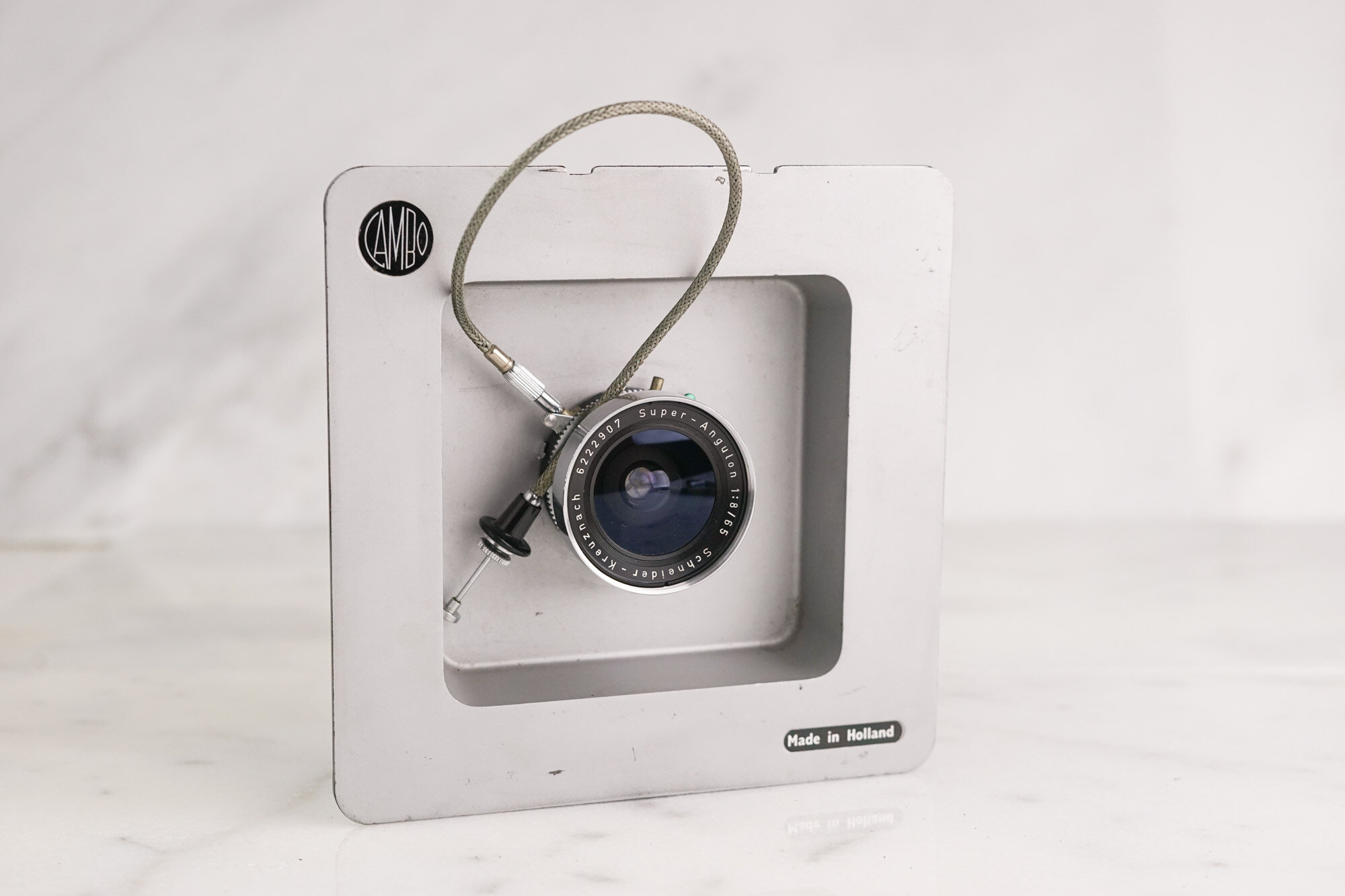 Schneider Kreuznach 65mm F/8 Large Format Lens with Cambo 4x5 Lens Board, cap, shutter release cable - Fully Functional 