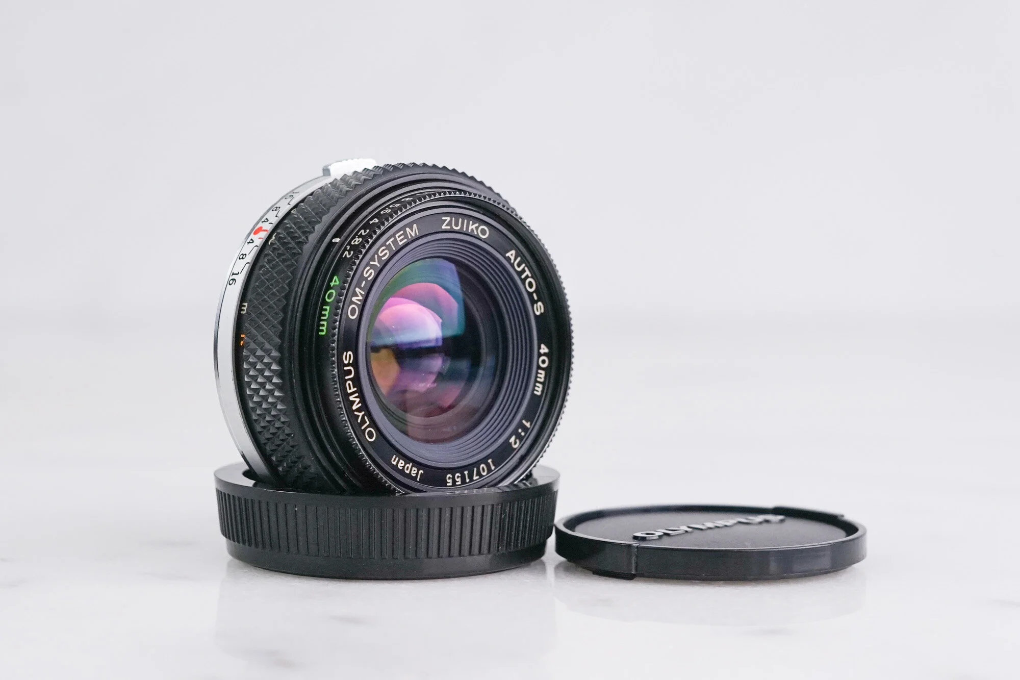 Olympus OM System Zuiko Auto S 40mm F/2 Fast Prime Lens with Both Lens Caps