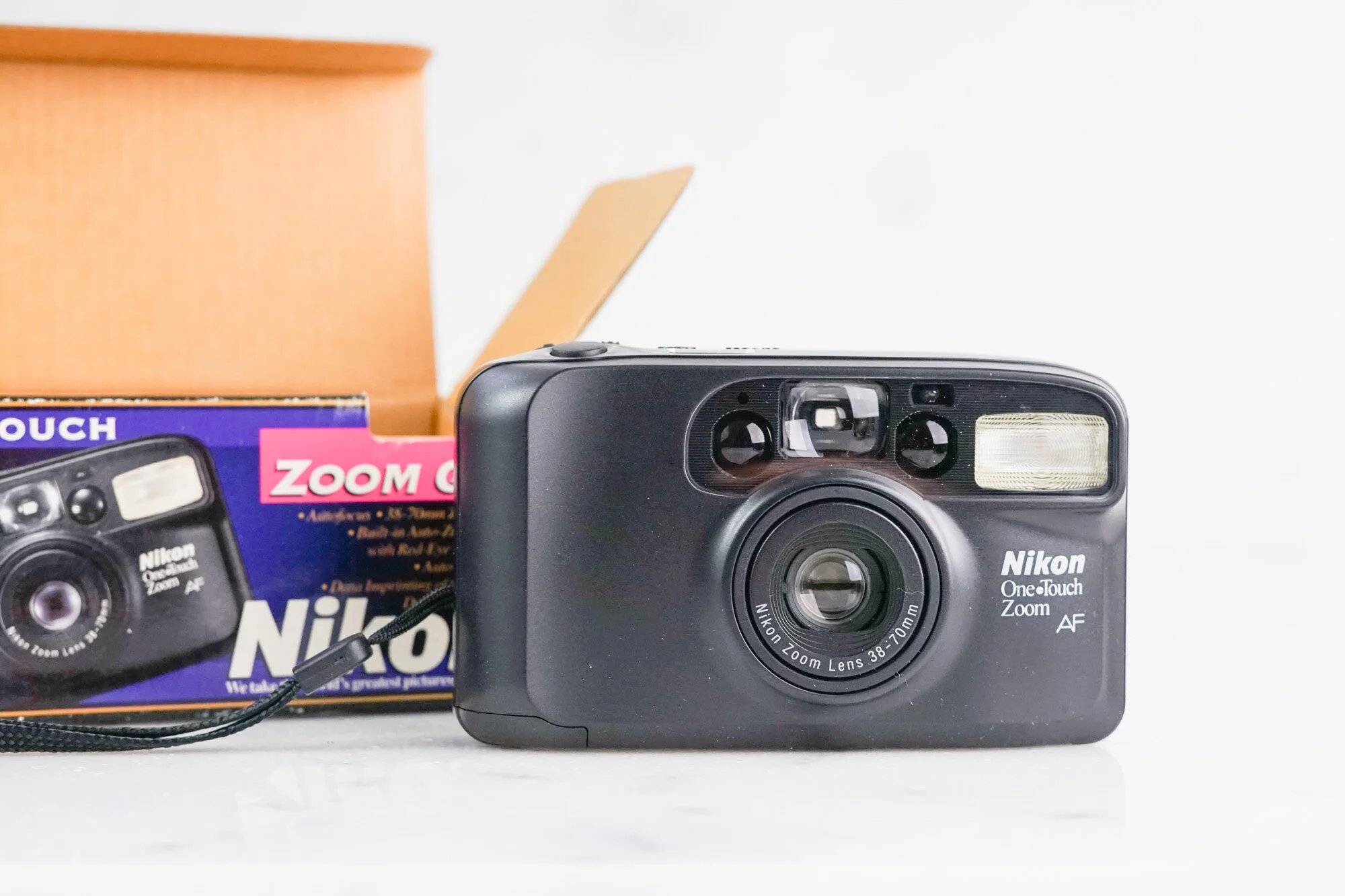 Nikon One Touch Zoom AF Point and Shoot 35mm Film Camera with Box and Strap