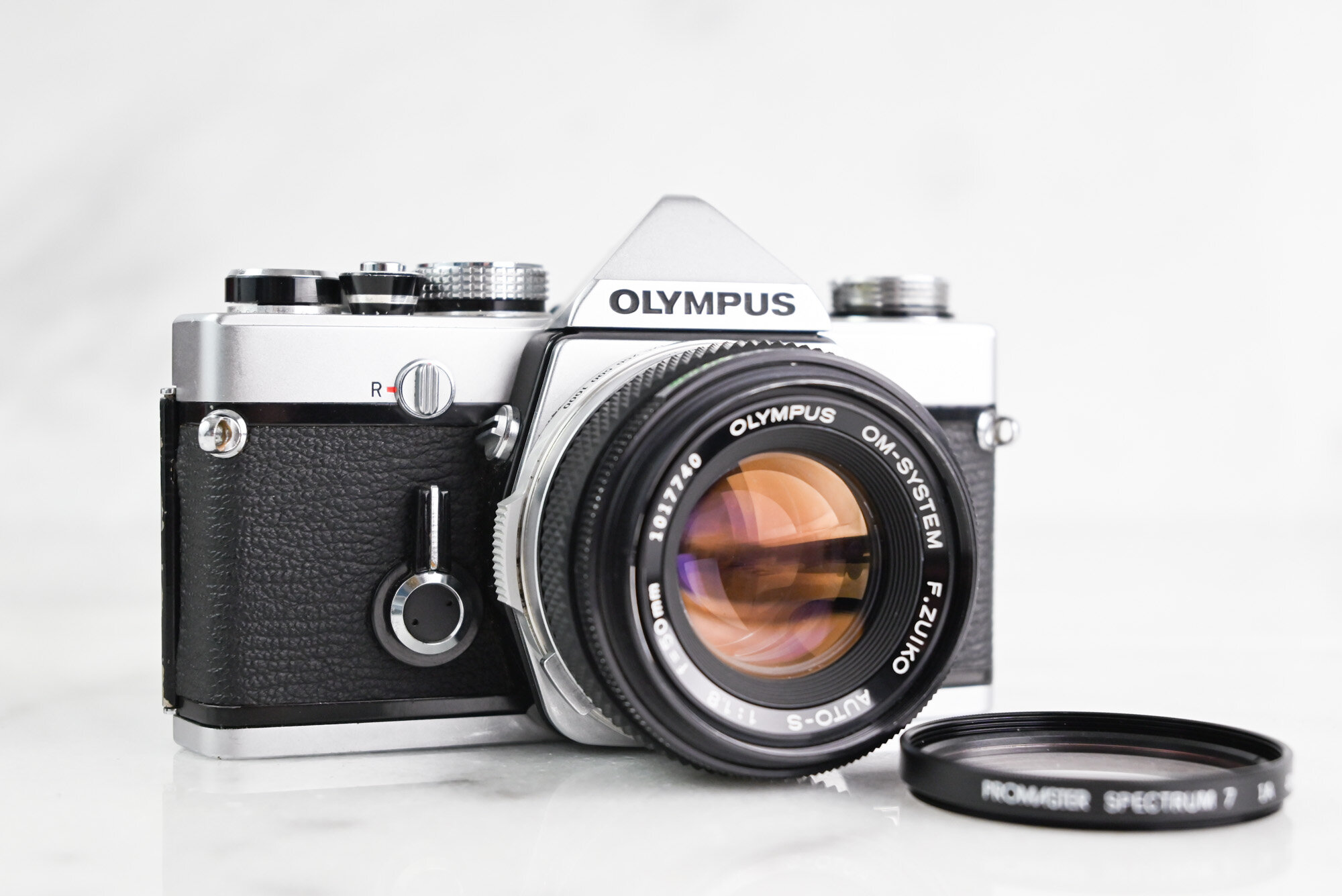 Olympus OM-1n 35mm Film SLR Camera with Olympus Zuiko 50mm F 1.8 Fast Prime Lens and New Batteries