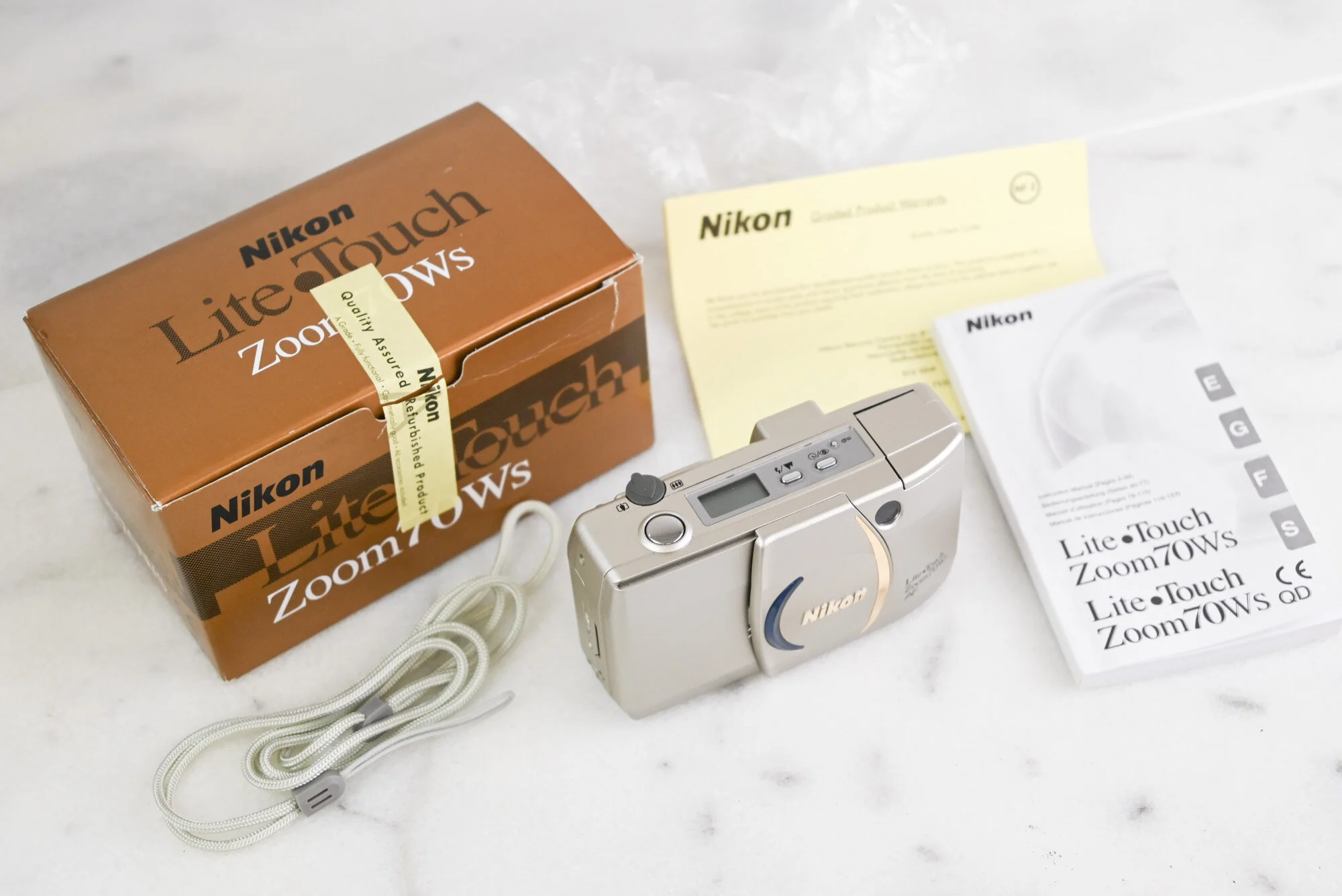 Nikon Lite Touch Zoom 70WS AF Point and Shoot 35mm Film Camera Like New in Box - Fully Functional