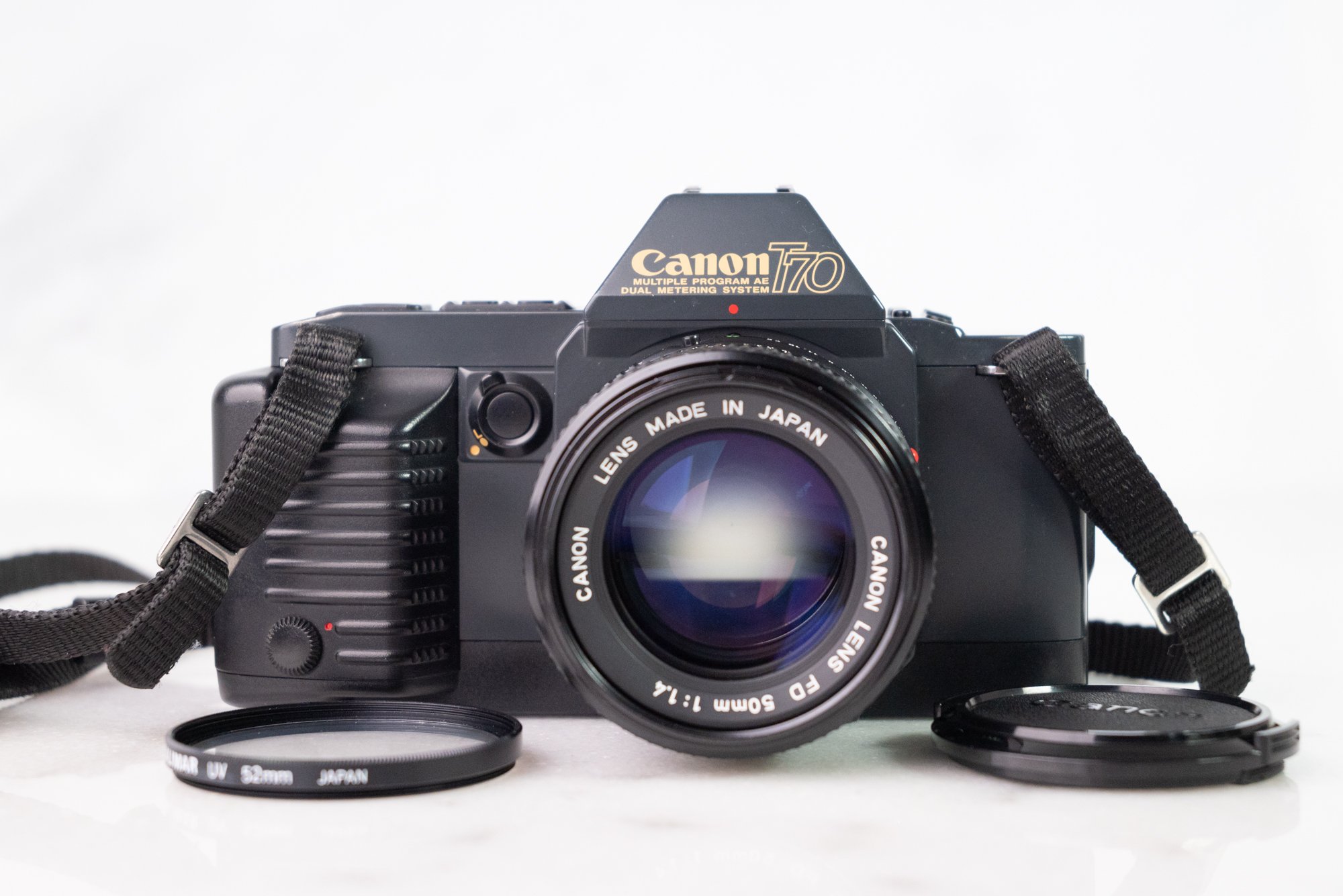 Canon T70 SLR 35mm Film Camera with Canon 50mm F/1.4 Fast Prime Lens - Fully Functional