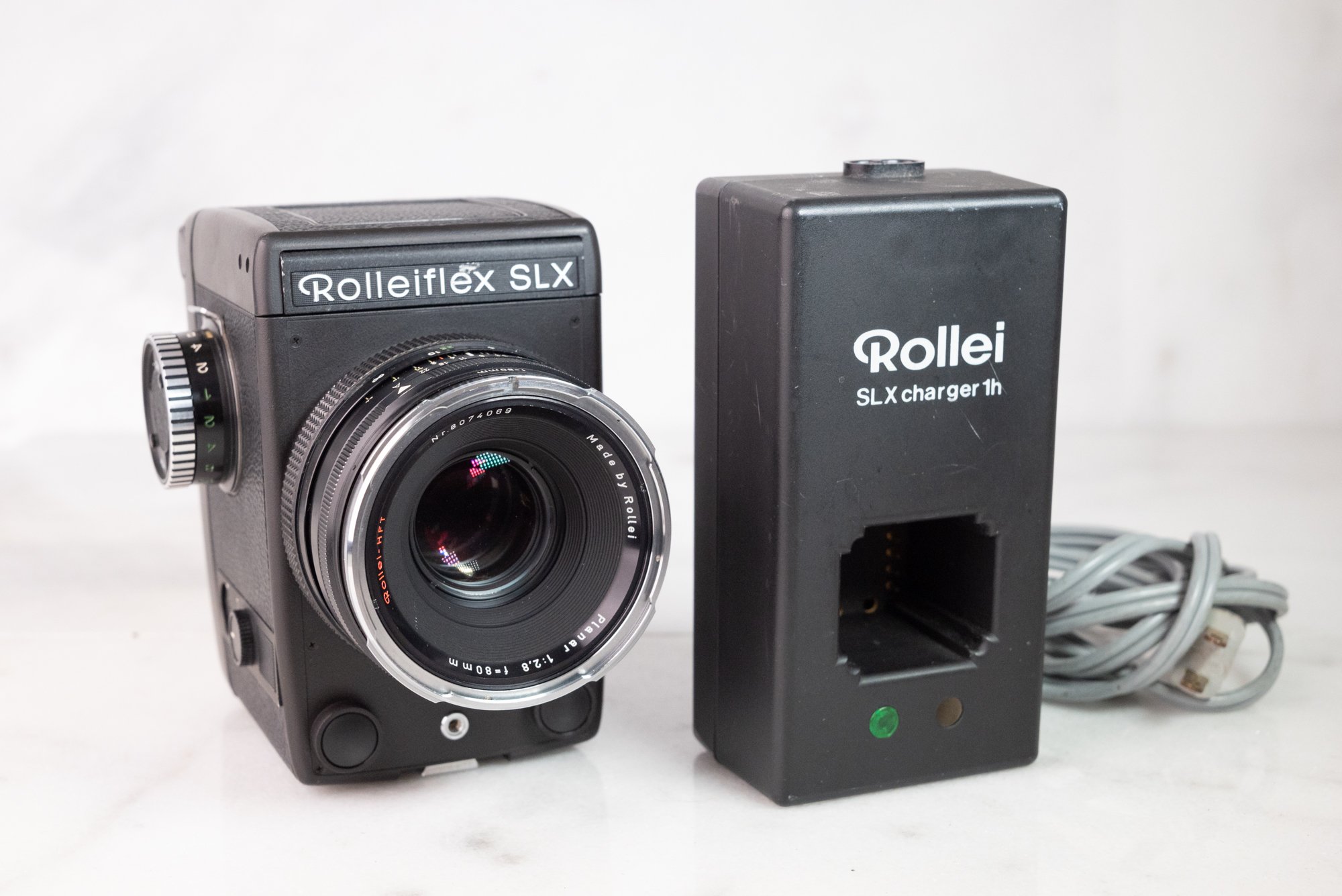 Rolleiflex SLX Medium Format Film SLR Camera with Rollei HFT 80mm F/2.8 Planar Lens, Charger, Battery, Cord