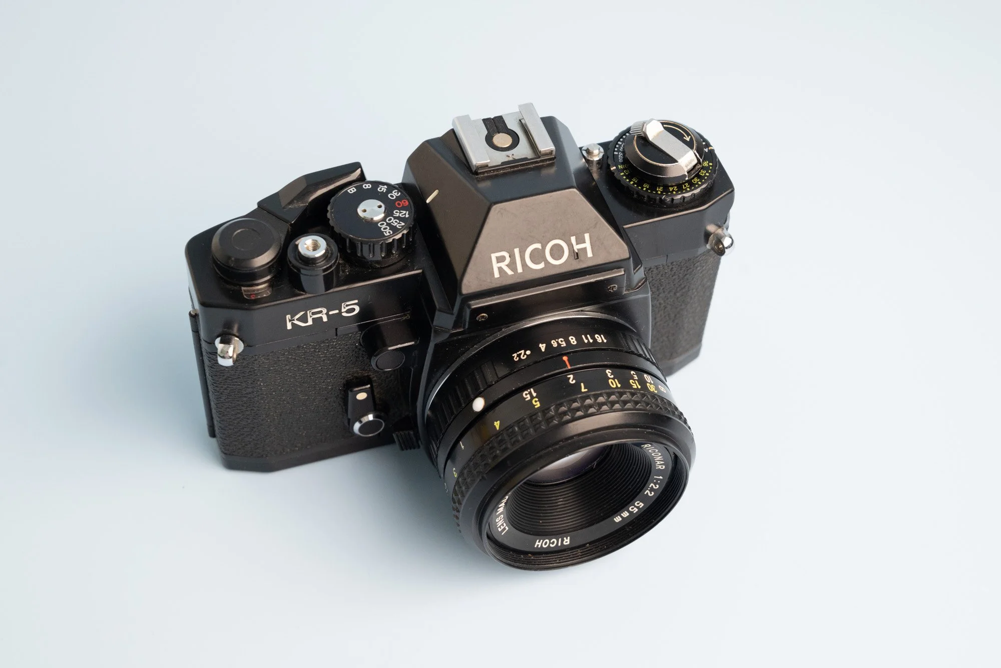 Ricoh KR5 35mm Film SLR Camera with Riconar 55mm f/2.2 Prime Lens and