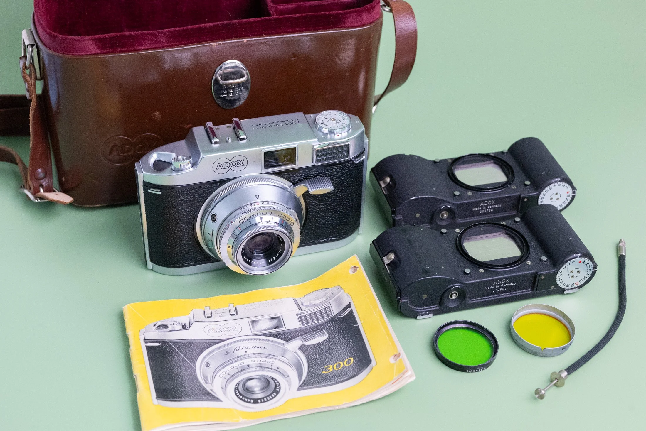 Adox 300 35mm Film Camera with Two Adox Film Magazines, Two Filters,  Shutter Release Cable, and Adox Case Fully Functional — F Stop Cameras