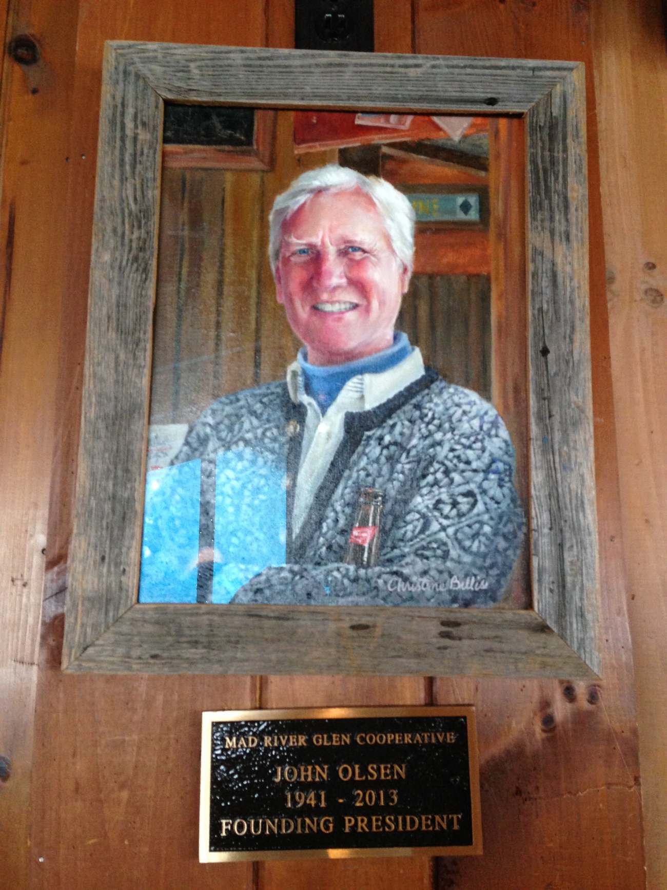  A Portrait of John Olsen, original owner and builder of what is now The Warren House, hangs in the bar of Mad River Glen in honor of his contributions to founding the skier-owned mountain 