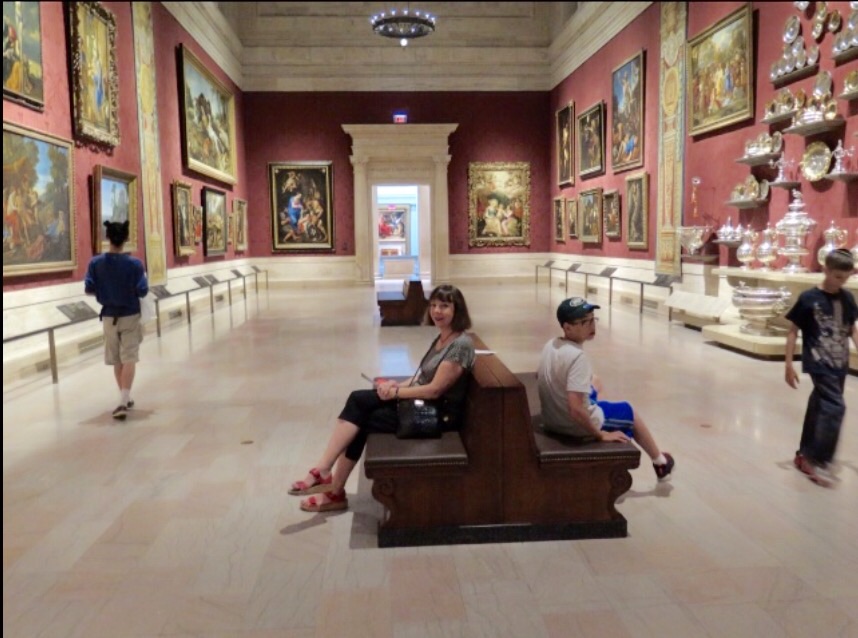 Mom waiting patiently for me at yet another art museum