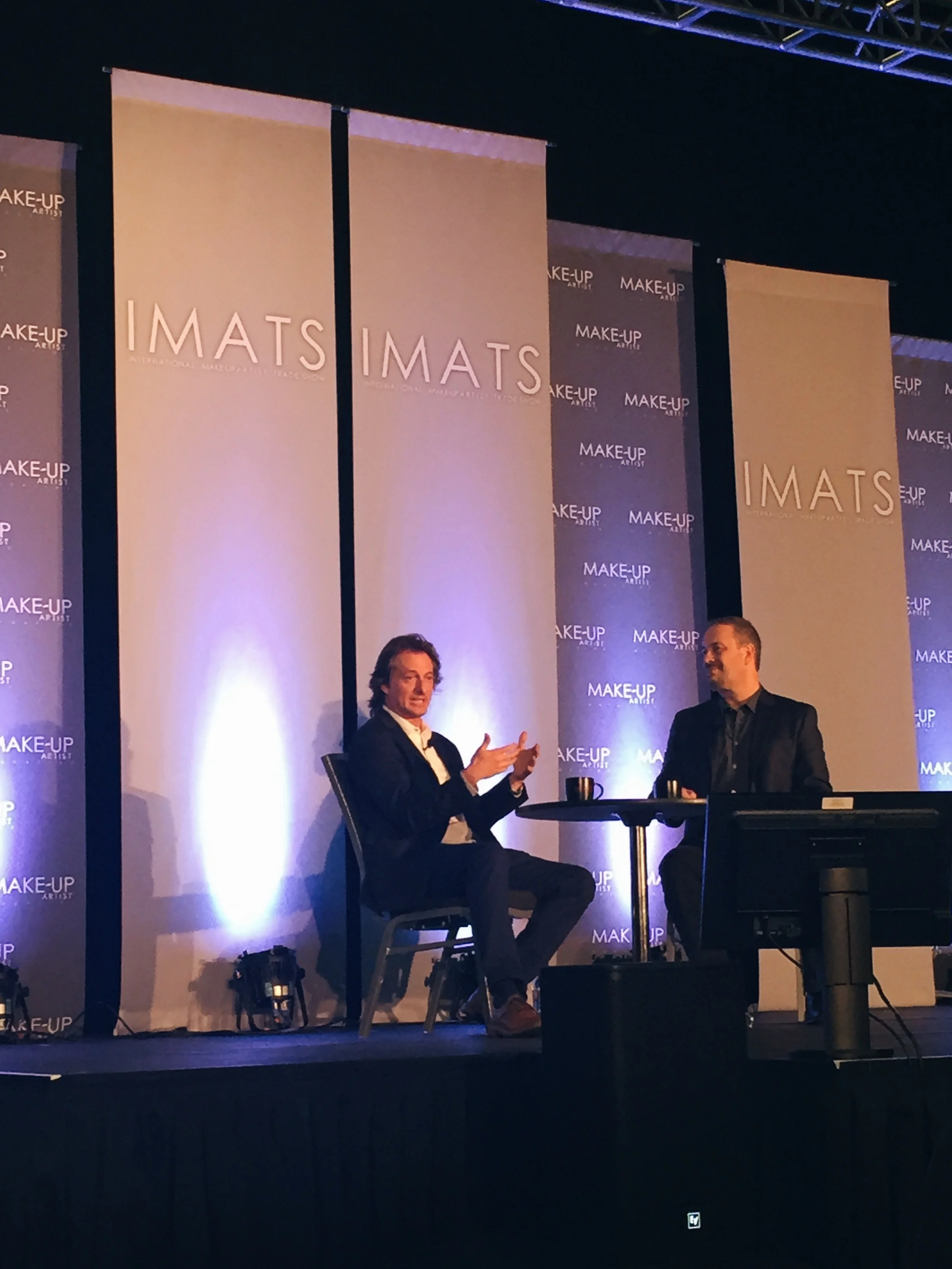 Bill on the mainstage with Michael Key! Both brilliant and award winning makeup artists!