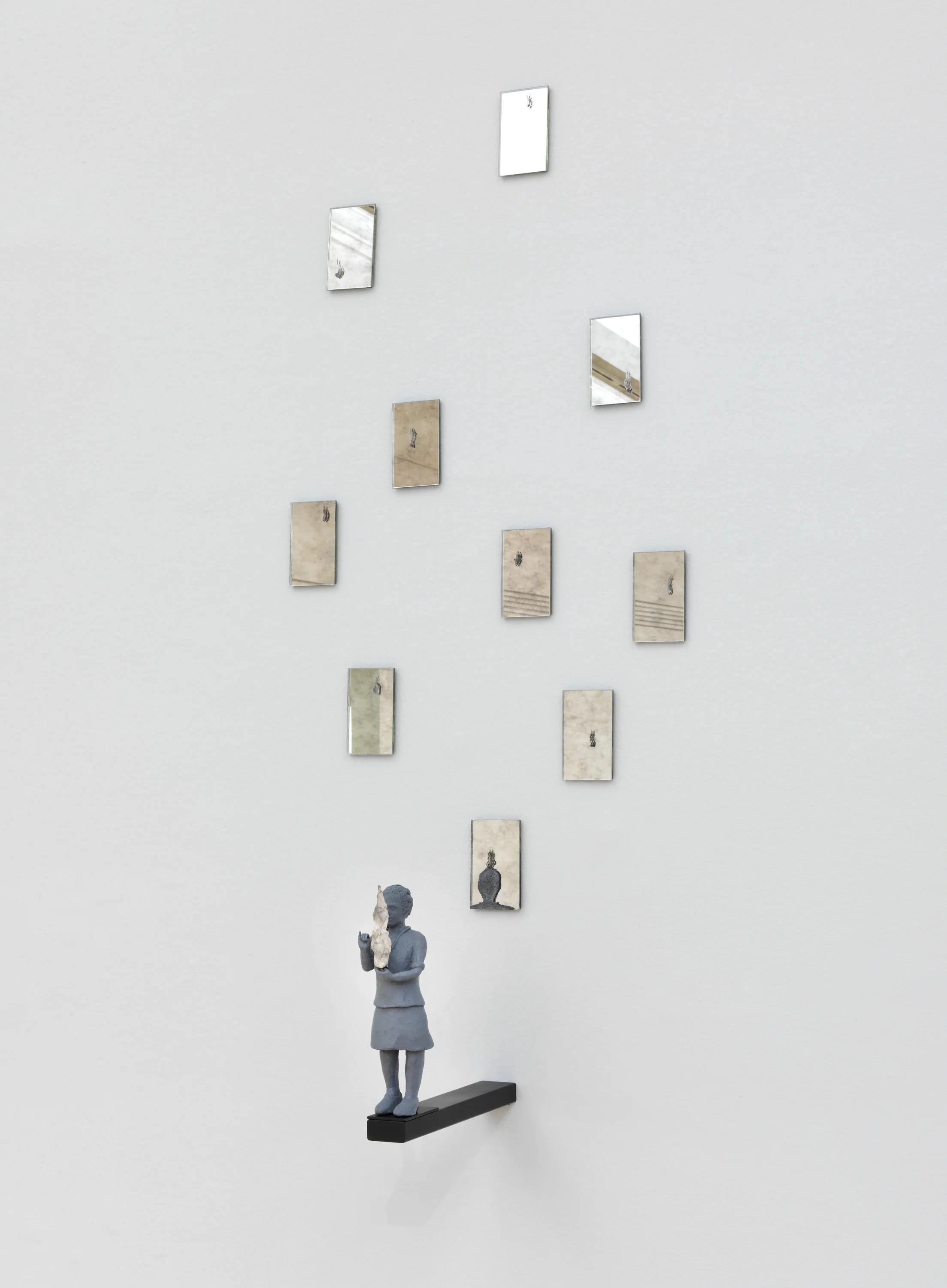 Cold Song. she, Ceramics, mirrors, metal, paint, 48 H x 24 W x 13 D
