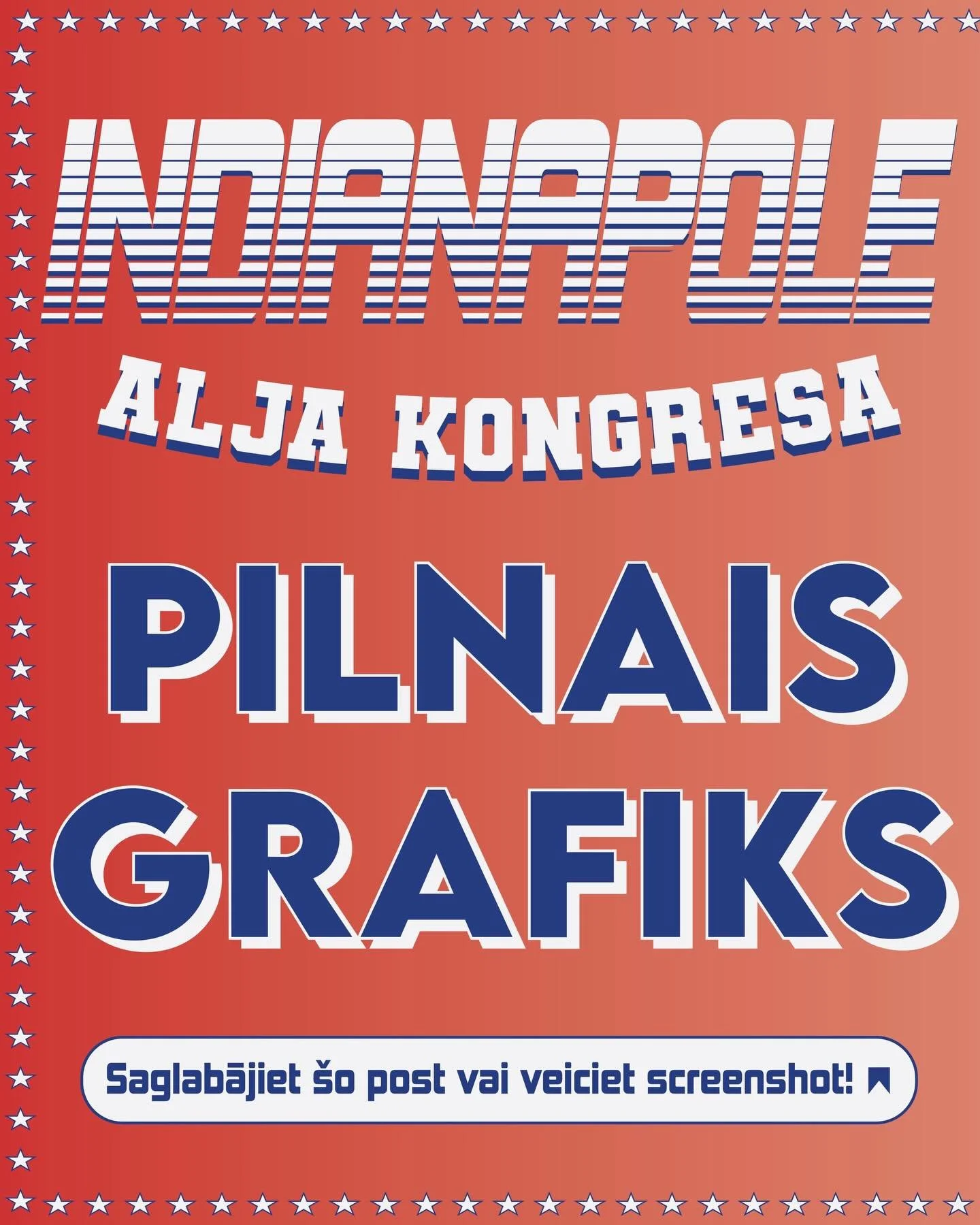 Vai esat gatavi? Kongress Indianapolē notiks jau pēc NEDĒĻAS‼️&Scaron;eit ir oficiālais nedēļas nogales pasākumu grafiks! Saglabājiet &scaron;o post vai uzņemiet screenshot! 📲 Mēs esam tik sajūsmināti visus redzēt Indianapolē!

Are you ready? Kongre