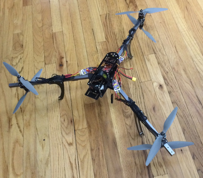 So many wires. The ESC’s will eventually go inside the dirty section, but the wires will still be outside on the booms. It’s a big boy.