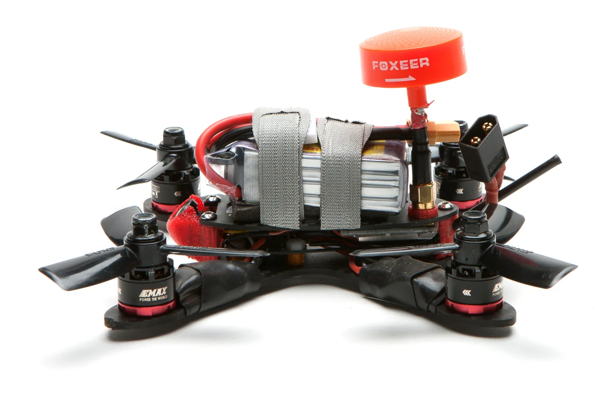 Low stack gets the battery just above the prop line, where it balances out all the weight below the prop line. Hedwig is perfectly balanced along the z axis.