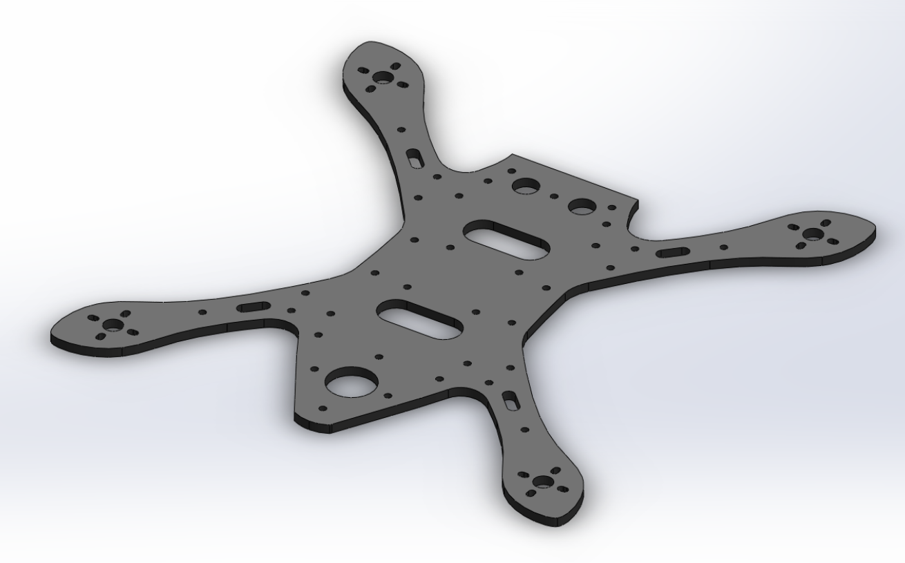 Here's the carbon. Motor wires cross from above to below through slots in the arms. Look how chunky!