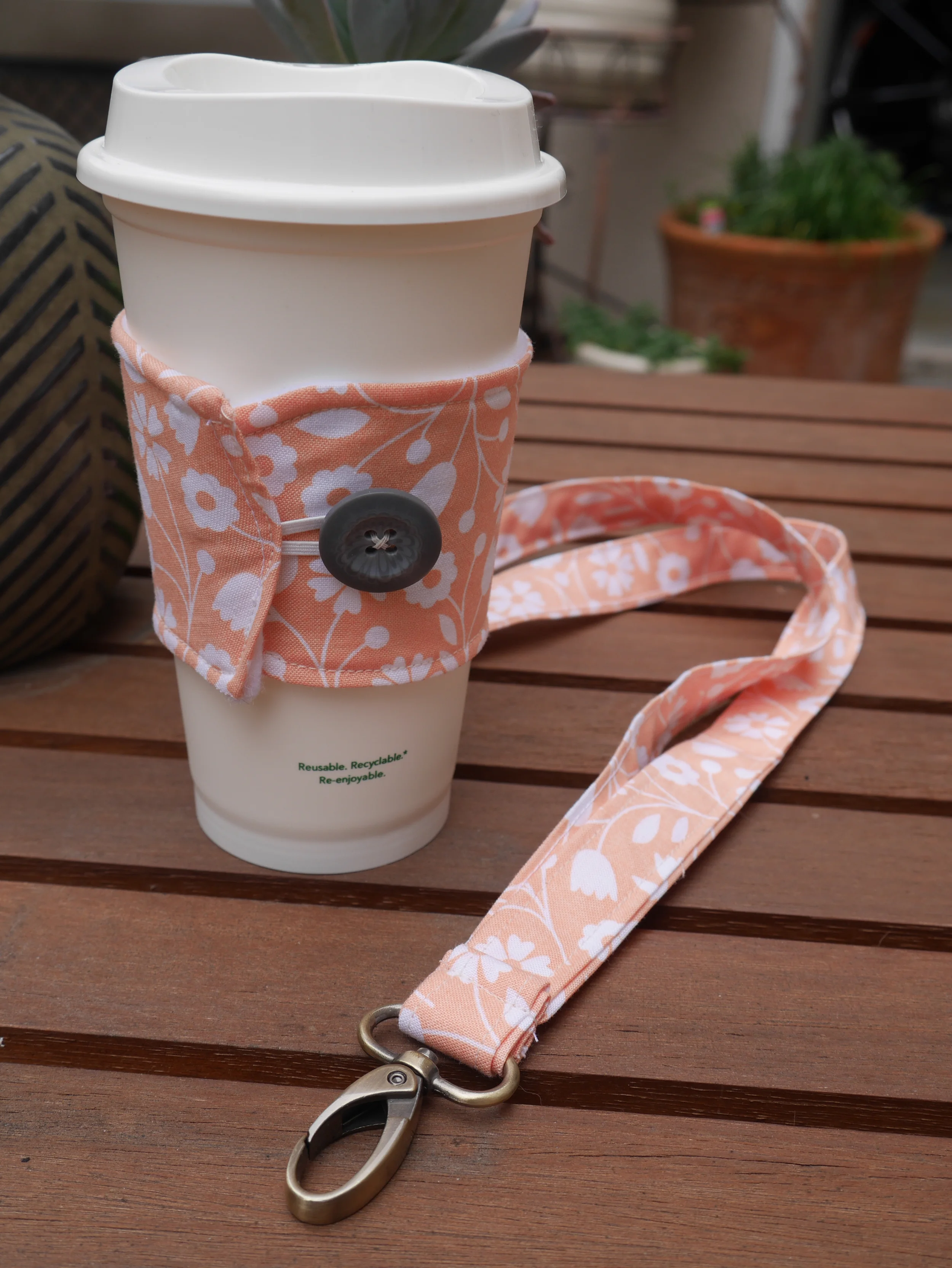 my cozies come in a variety of patterns and are backed with felt to protect your hands.