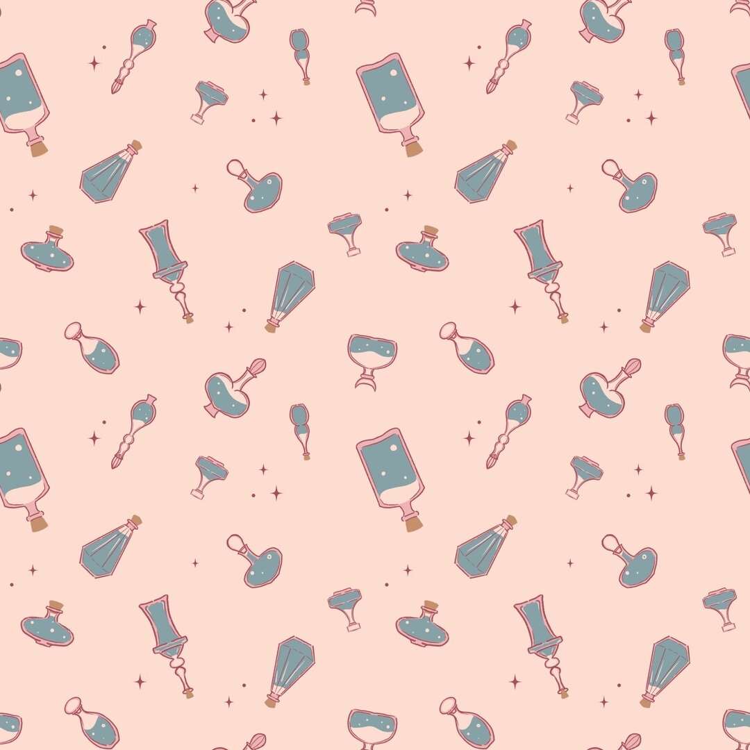 This lovely love potion-inspired pattern is another one from my Valentine's Cosmic Love collection.

#lovepotion #valentinesday #surfacepatterndesign #patterndesign #licensing