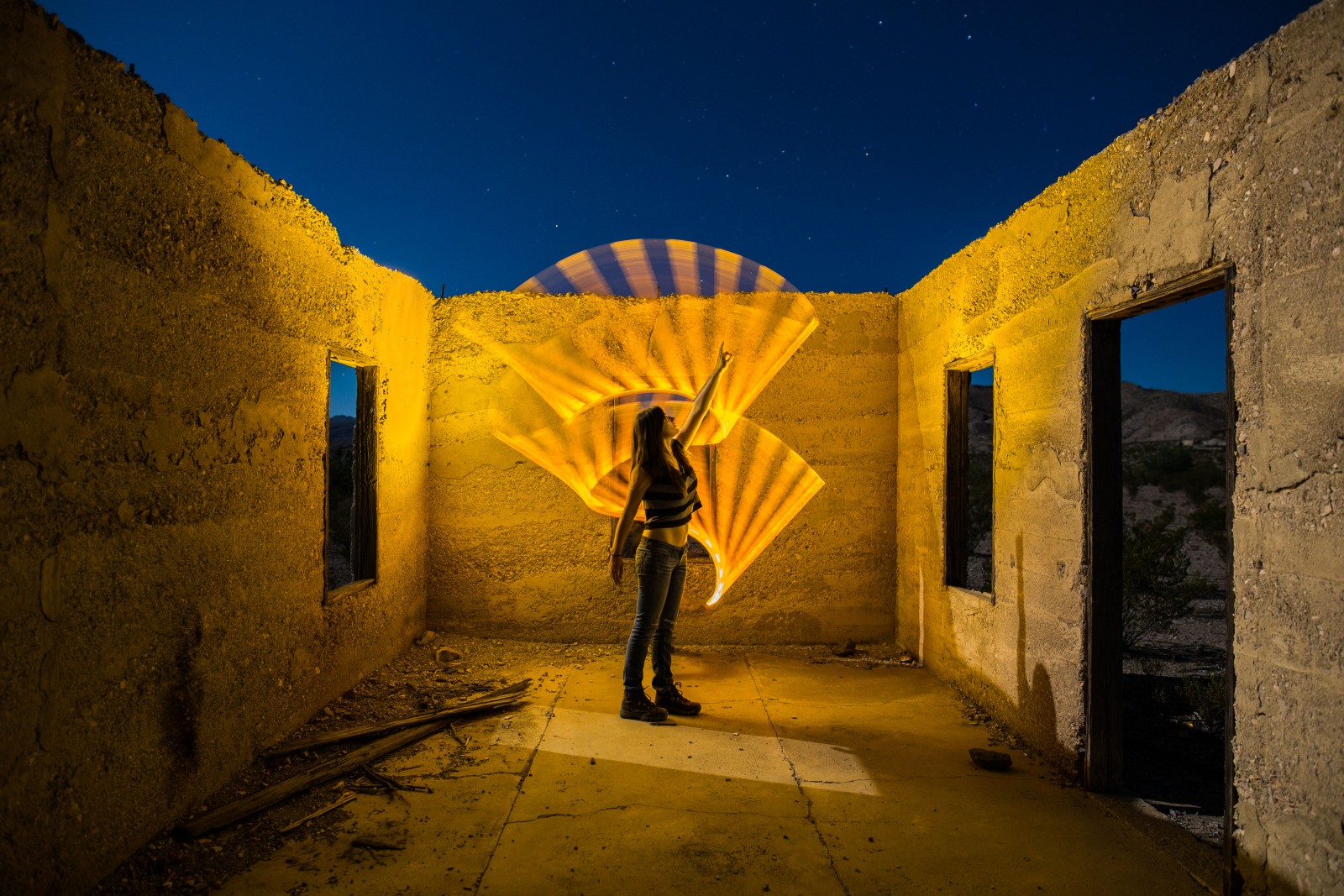 Light painting portrait, Big Bend National Park