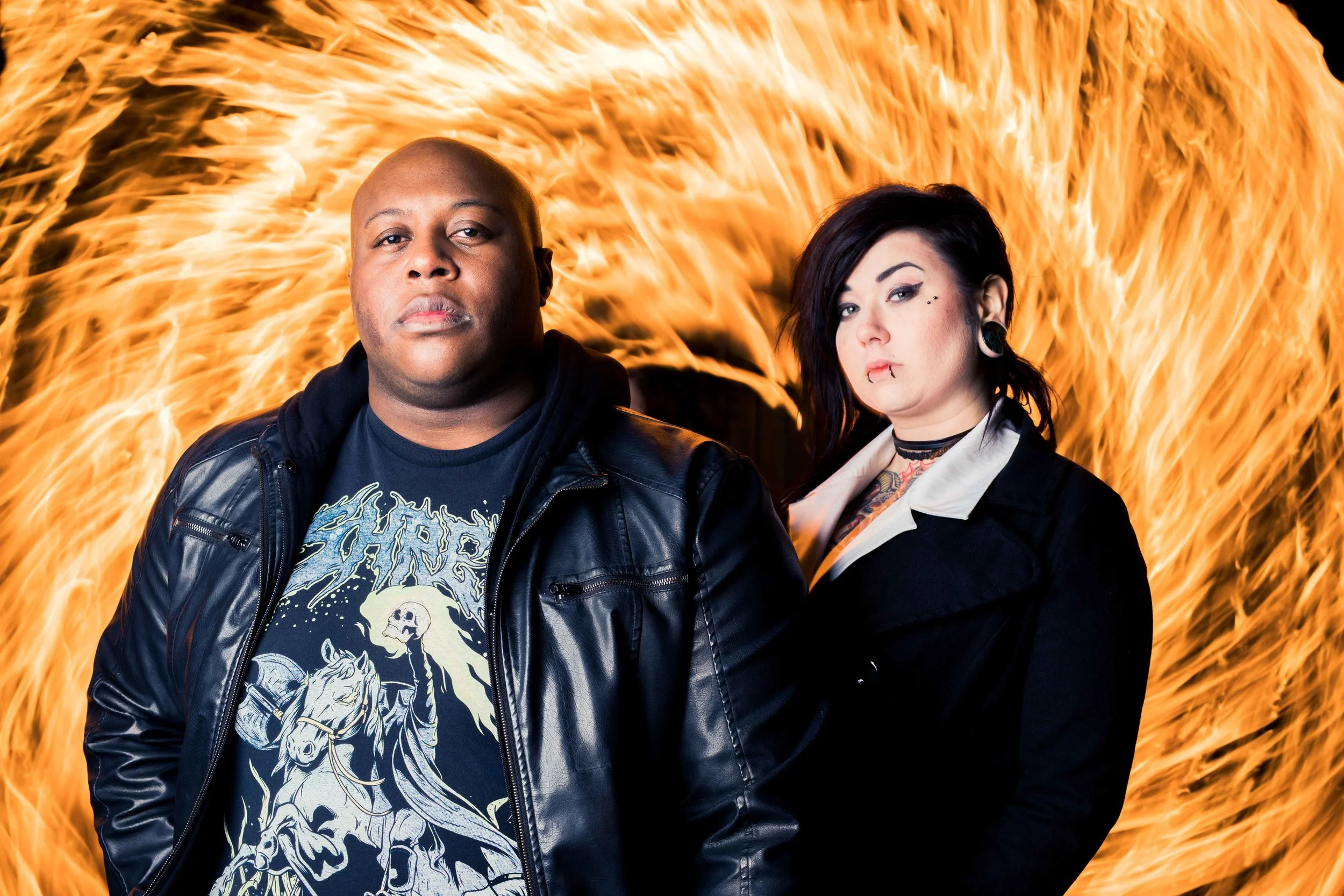 Long exposure fire portrait