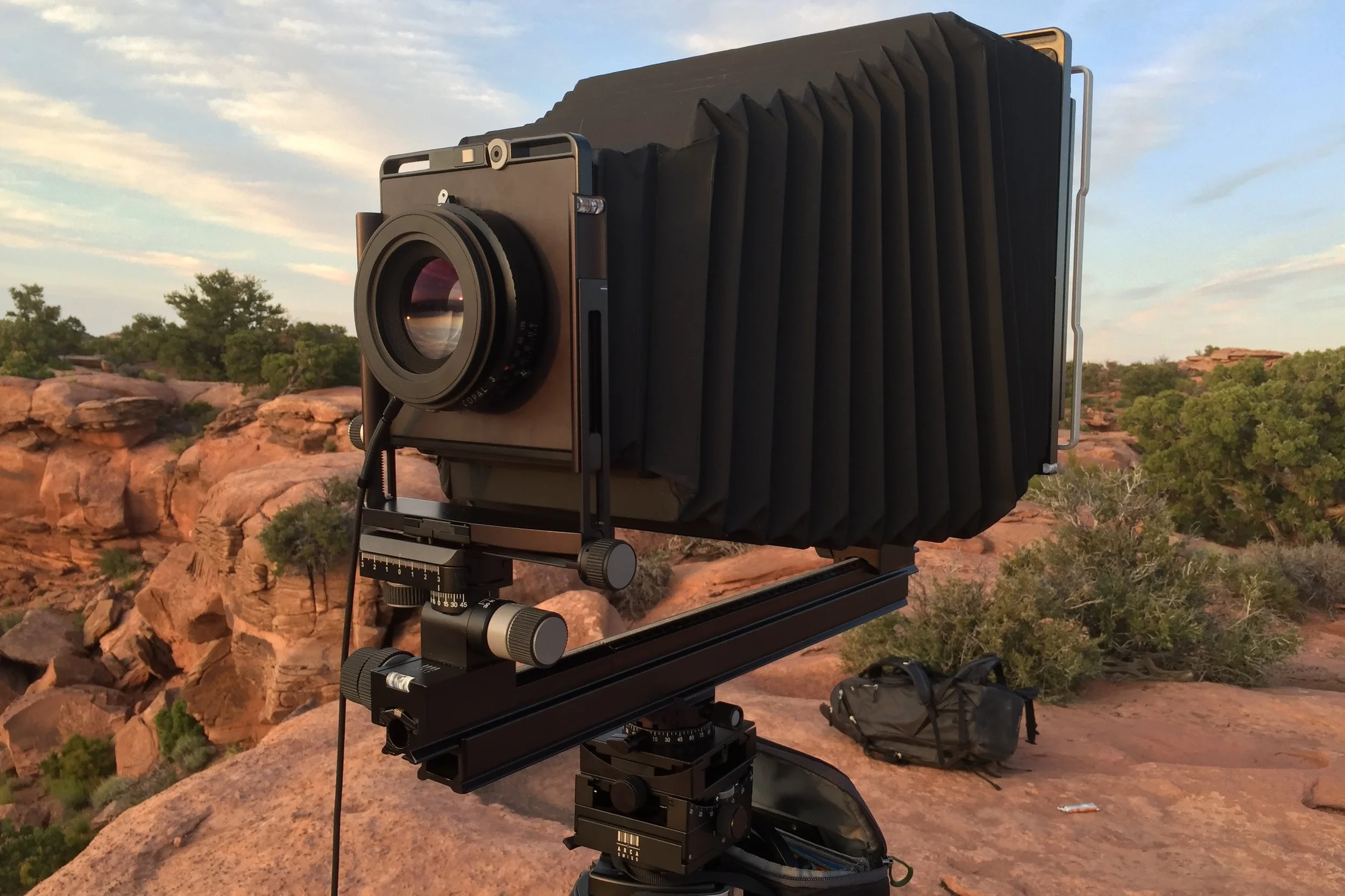 My large format, Arca Swiss 8x10, set up in the field.