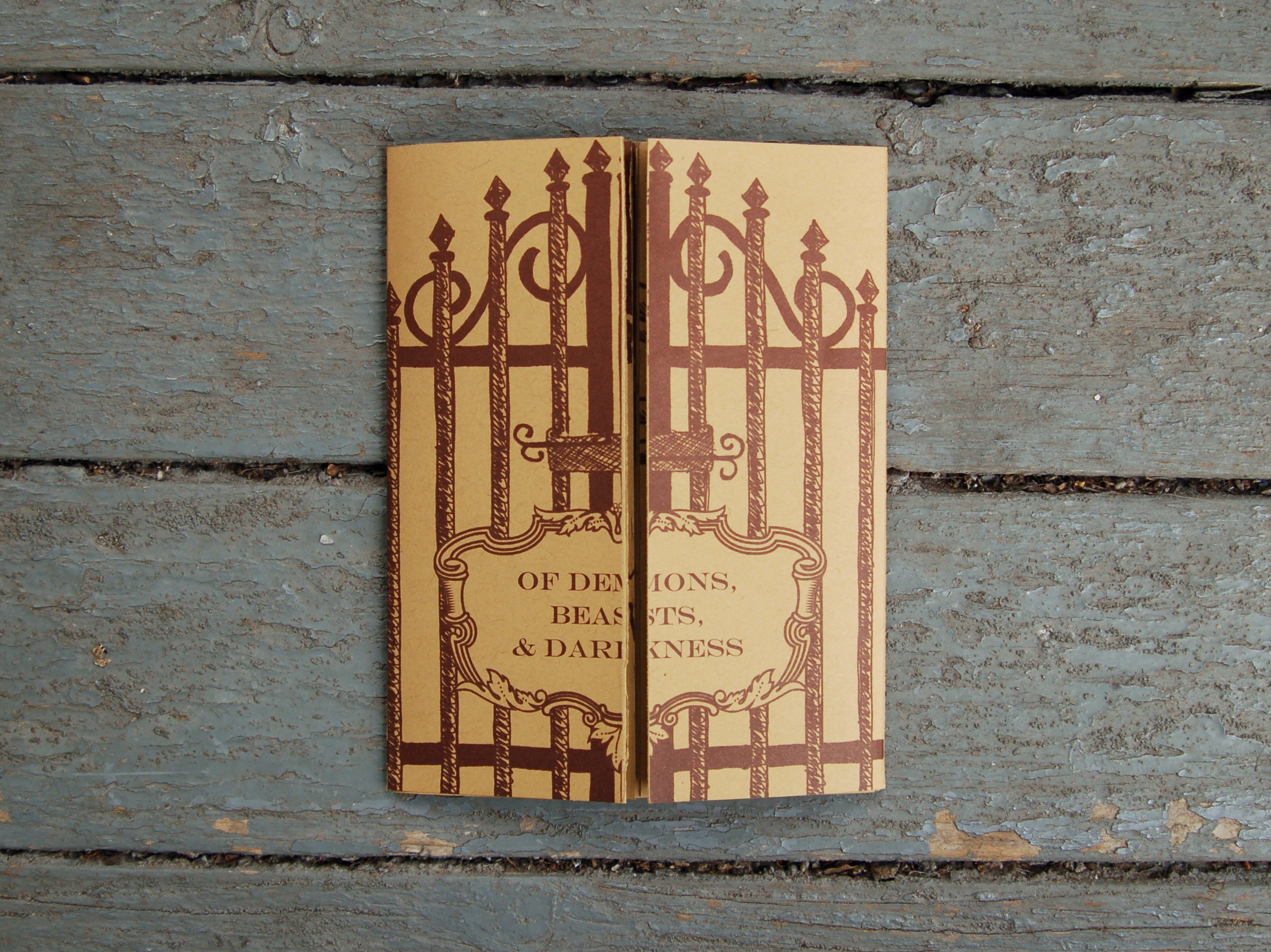   single sheet gatefold book printed by Amanda D'Amico on a Heidelberg KORS press.  edition of 100.  5.5" x 4.25" x .0625",  2011