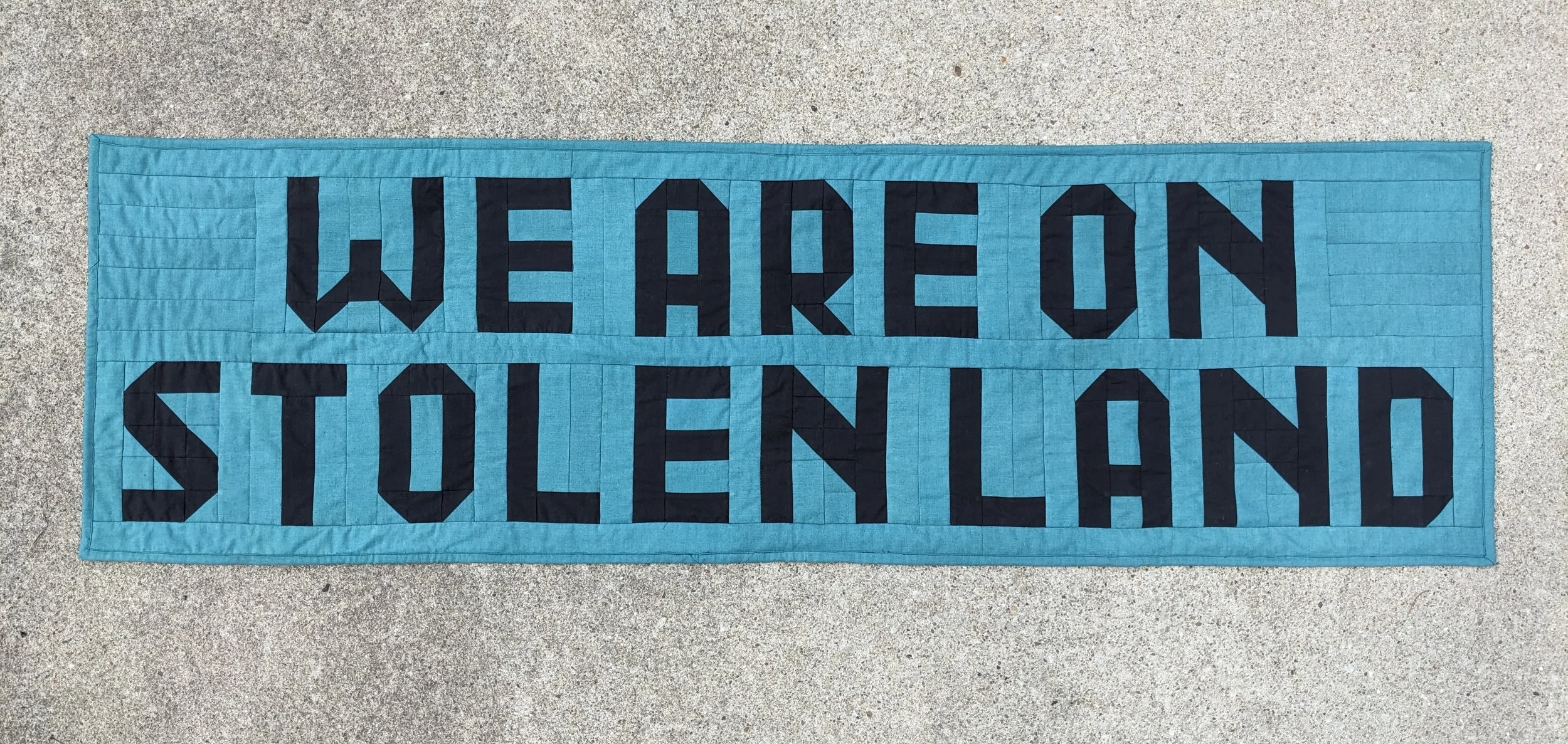 2025 20” x 66” made with thrifted and hand dyed fabric and surplus t-shirts