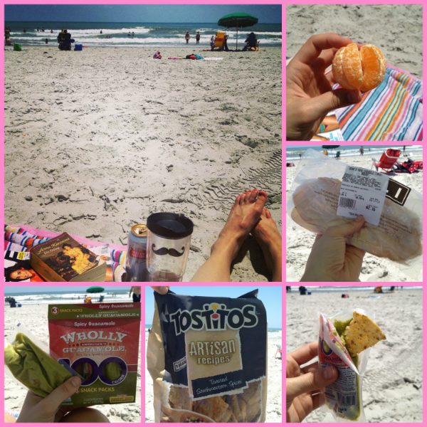Here is an example of lunch that I grabbed from a grocery store on the way to the beach. Works the same for a work week lunch too, just leave out the beer :)