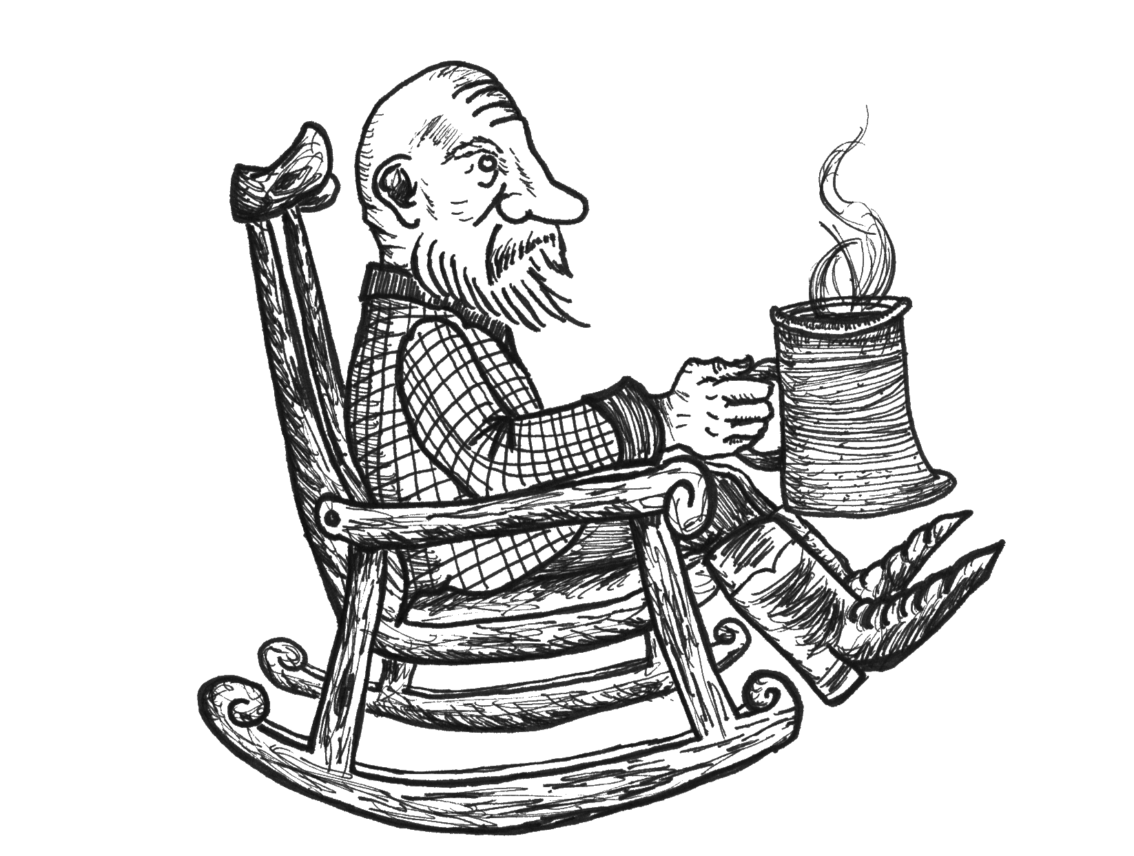 The little old man, who is bald.