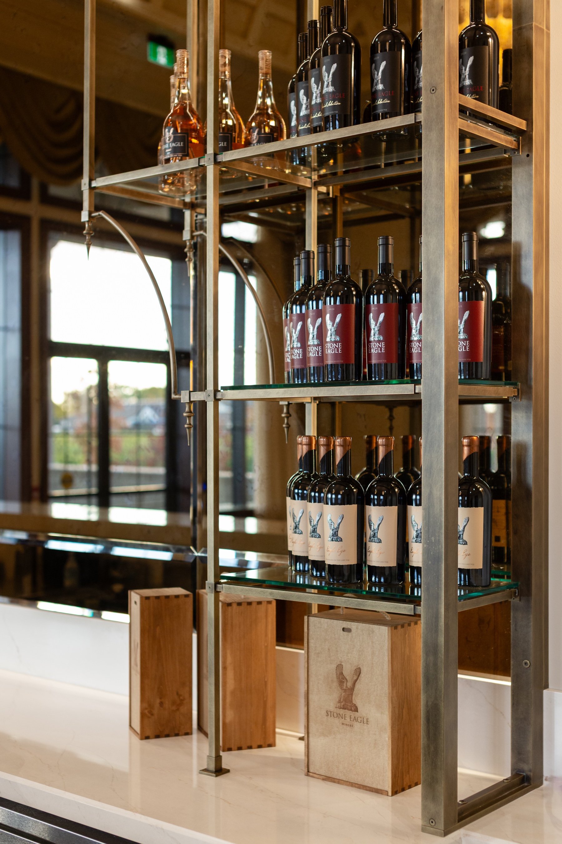  Stone Eagle Winery 1920’s style bar  detail – Niagara-on-the-Lake hospitality design by Dochia Interior Design 