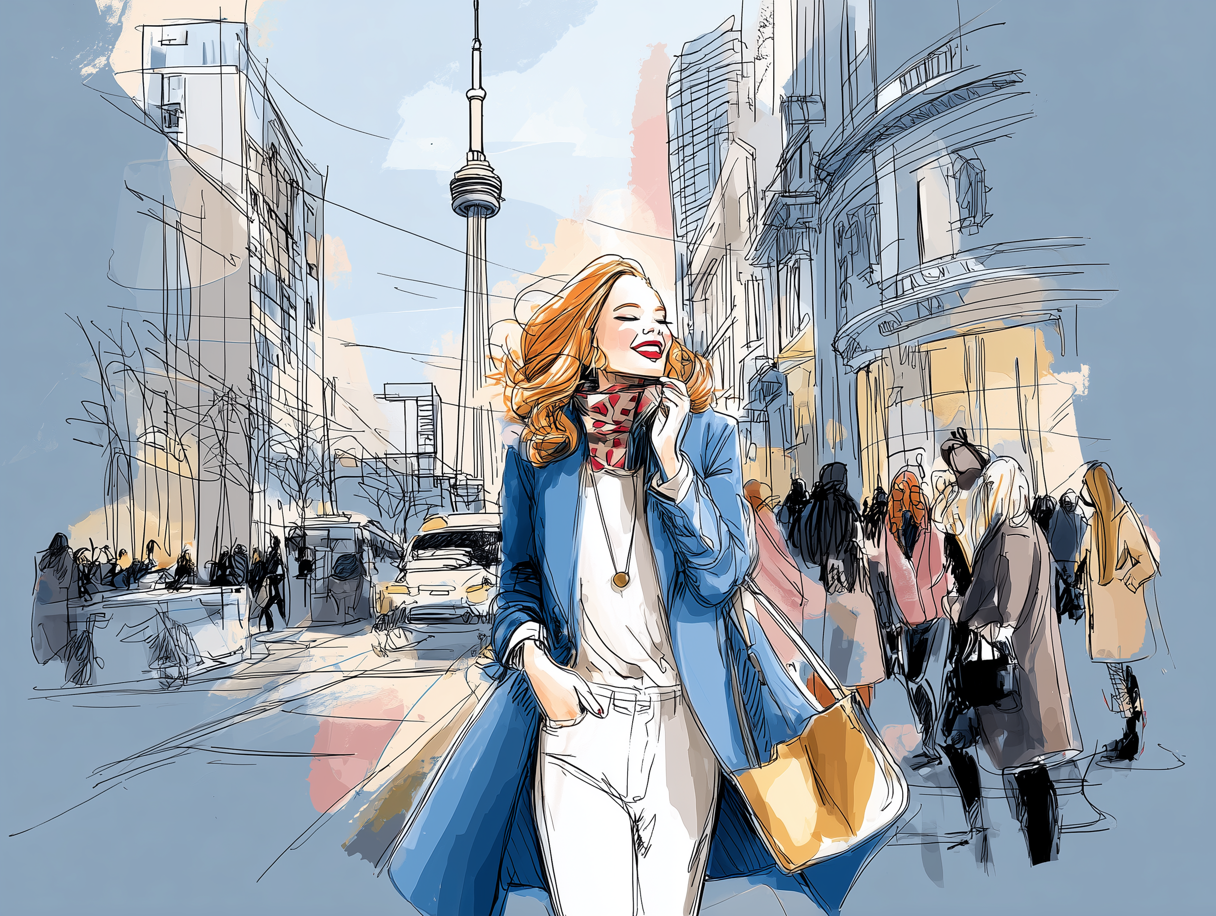 redhead woman in toronto downtown