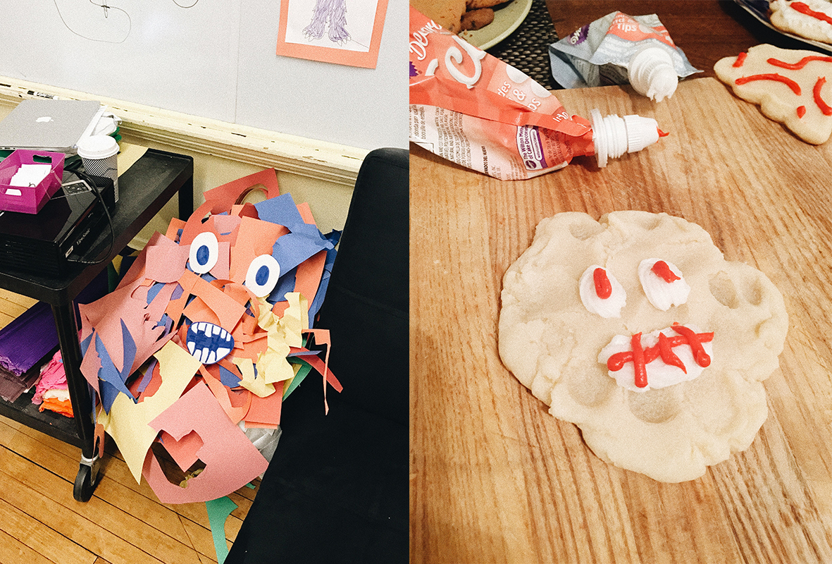 Mr. Scraps at farrah's class, and his cookie replica