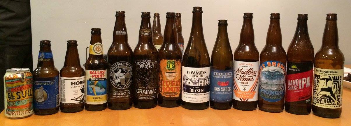 A lineup from the 2015 Beer and Dinner Party hosted by the Hardwicks
