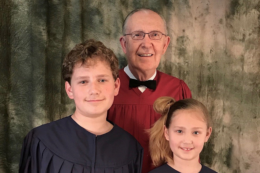 Matthew and Michaela Lawrence were baptized by their grandfather, Thomas Knoll. (Photo submitted by Rebecca Lawrence).