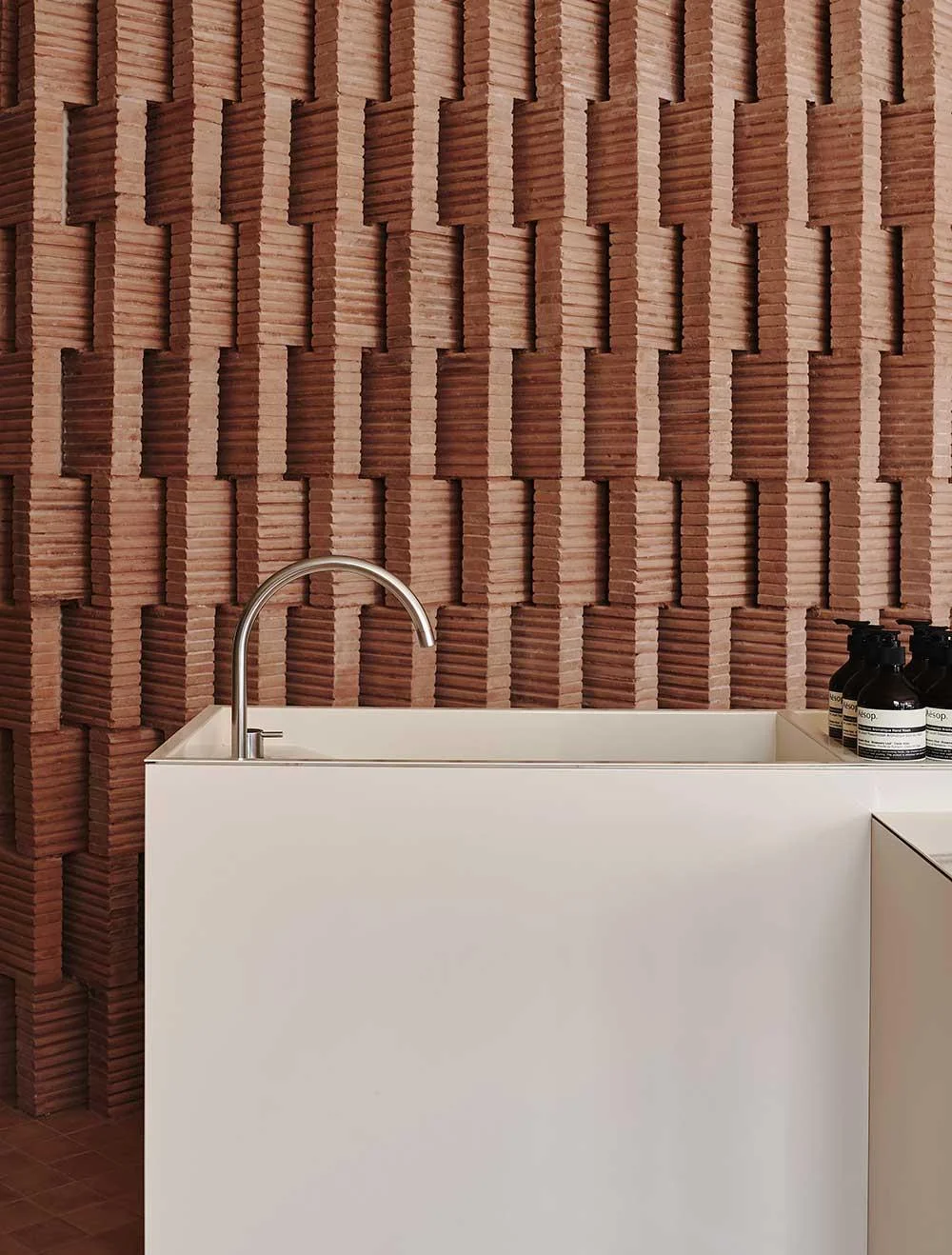 Aesop boutique Brooklyn interior detail.