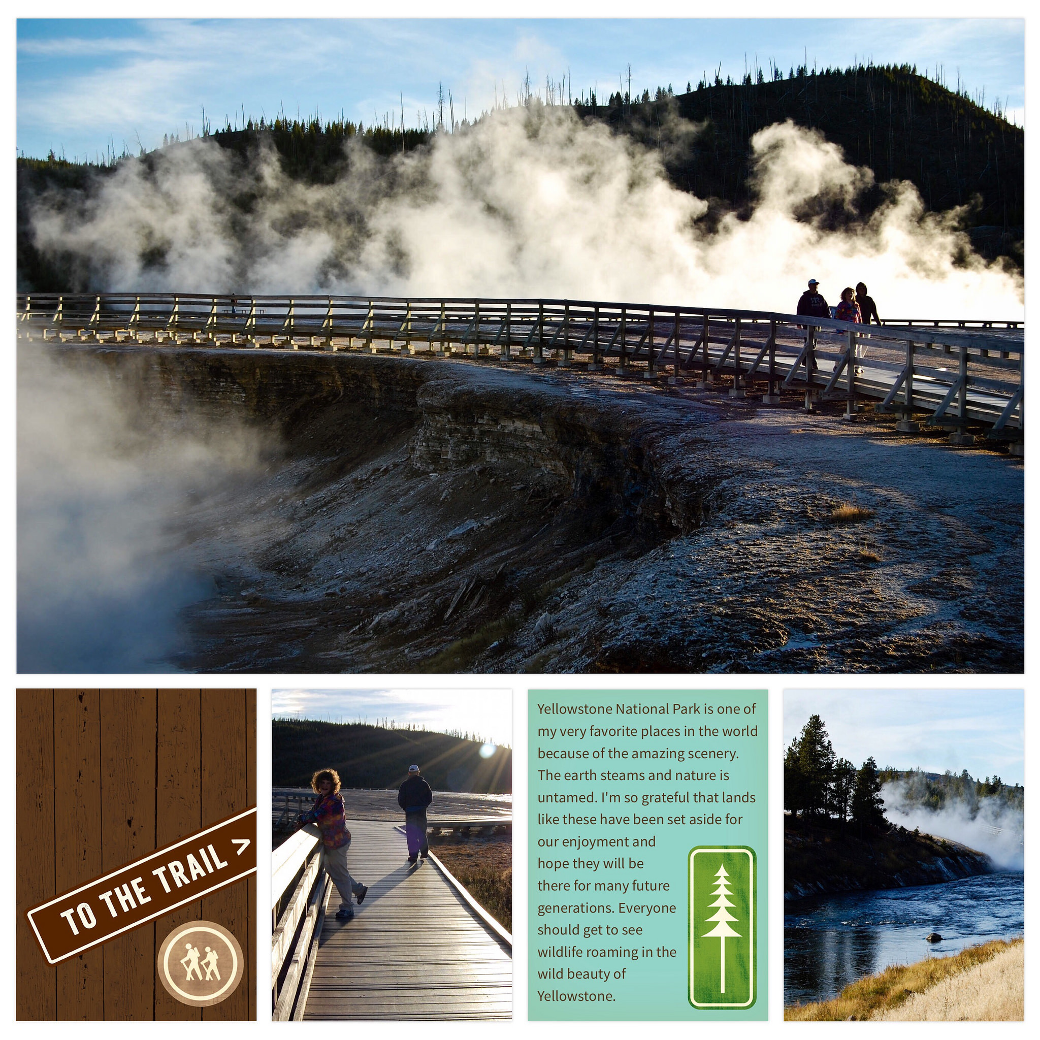 Yellowstone National Park in 2010. Created in Becky Higgins Project Life app using Great Outdoors cards available in the app. I often use Siri to dictate my journaling when I'm working in the Project Life app because it's so easy.