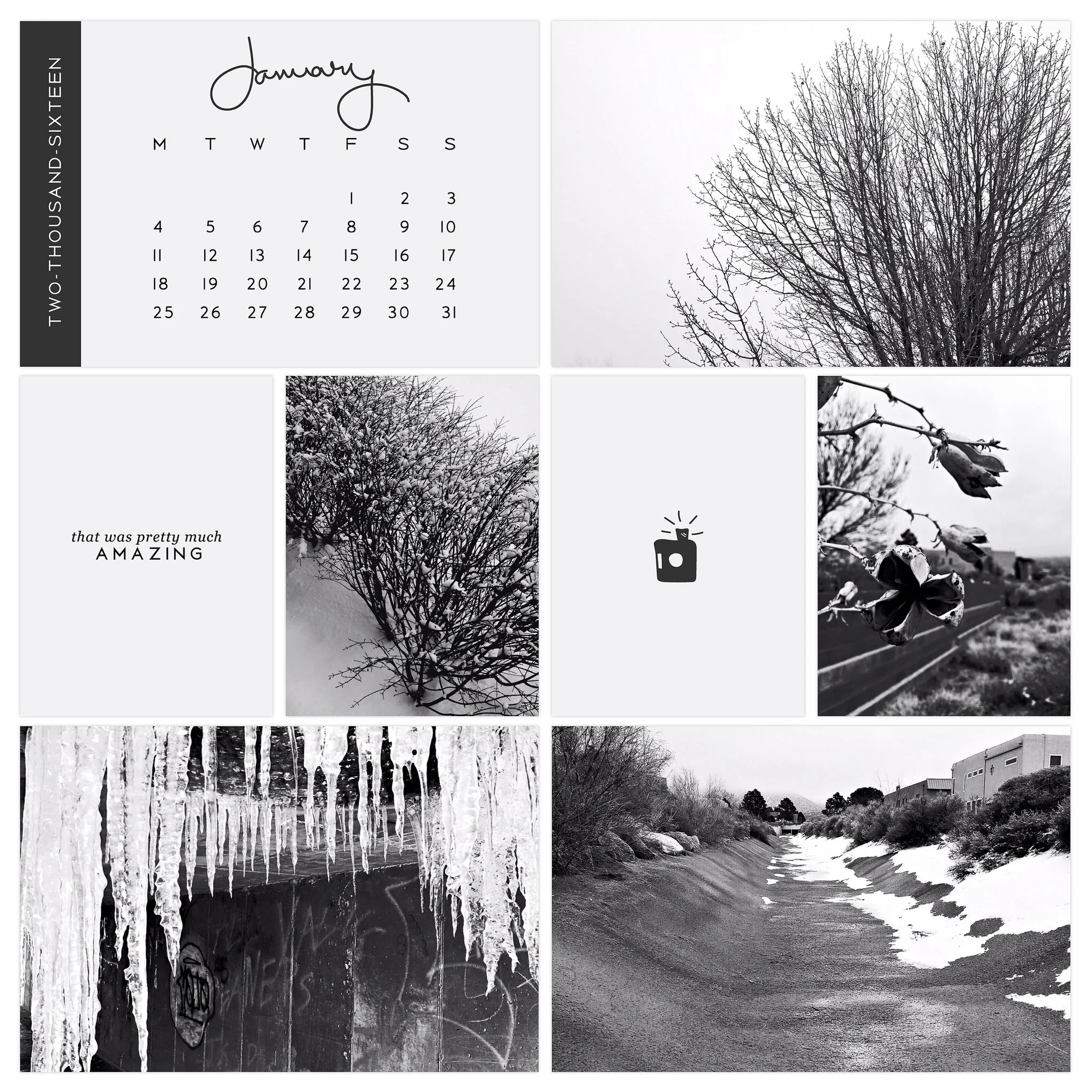 Page made with Project Life app. Template design A. Project 52 2016 edition calendars and cards.